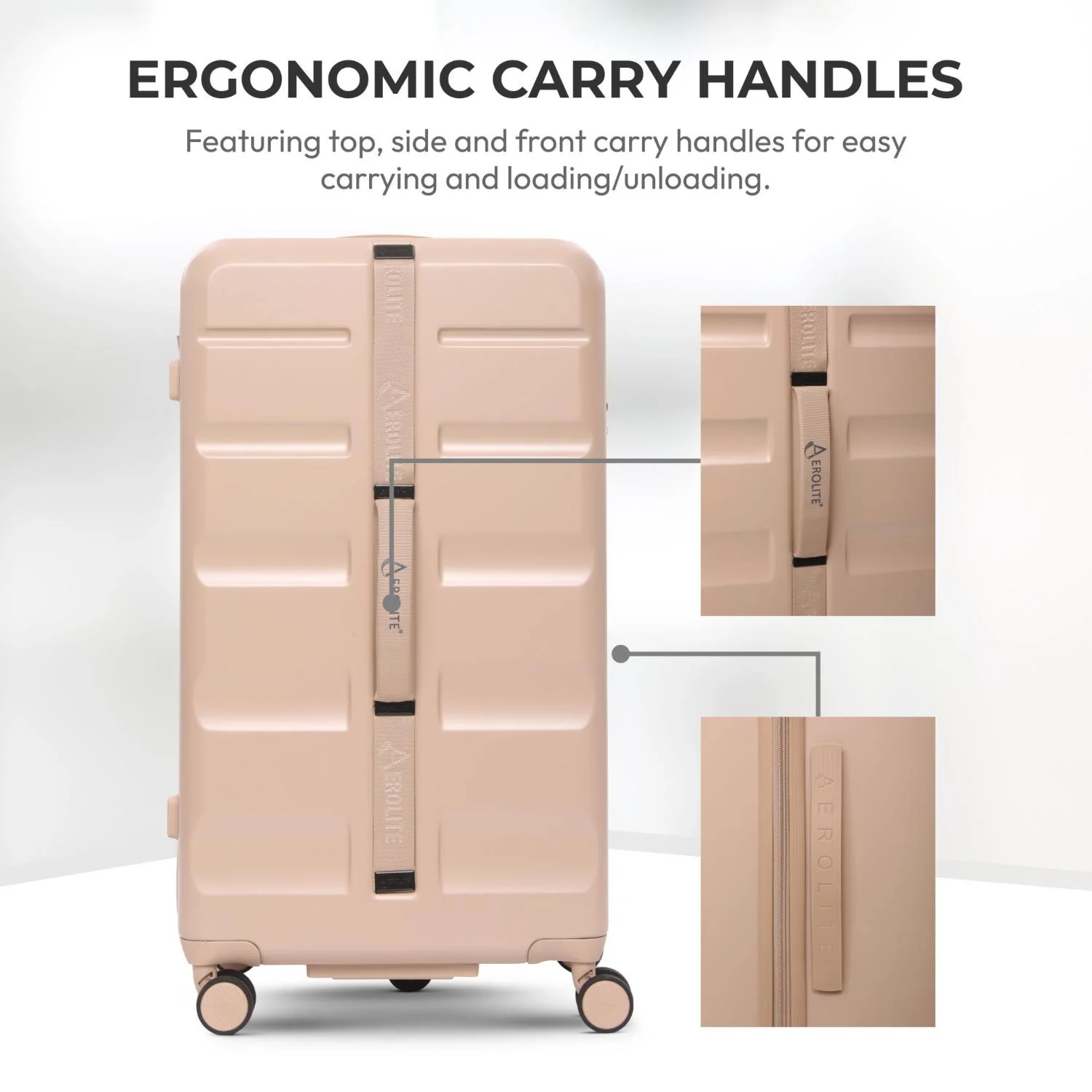 Aerolite 101L Extra Large Hard Shell Trunk Suitcase – Deep Packing, 4+1 Spinner Wheels, TSA Lock  - Beige - Image 3