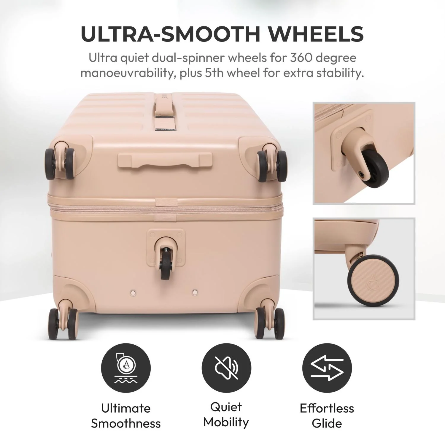 Aerolite 101L Extra Large Hard Shell Trunk Suitcase – Deep Packing, 4+1 Spinner Wheels, TSA Lock  - Beige - Image 4
