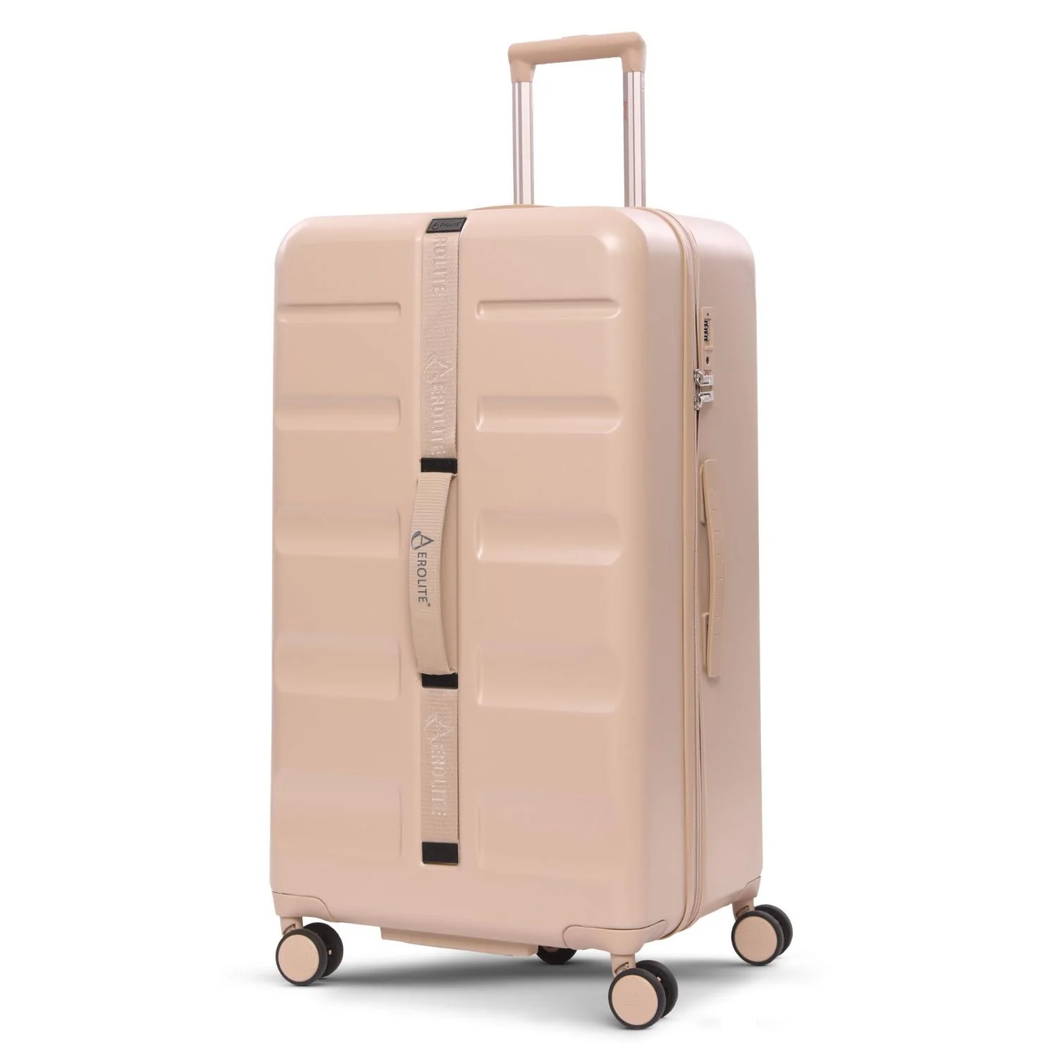 Aerolite 101L Extra Large Hard Shell Trunk Suitcase – Deep Packing, 4+1 Spinner Wheels, TSA Lock  - Beige - Image 8