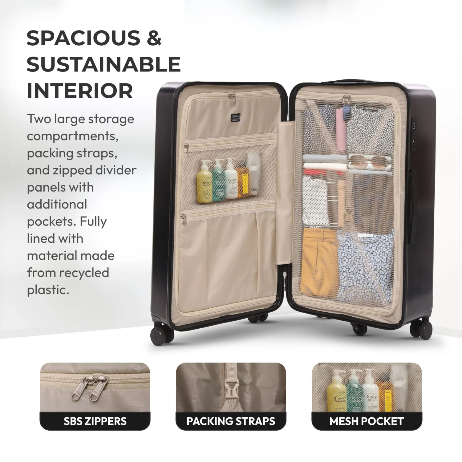 Aerolite 101L Extra Large Hard Shell Trunk Suitcase – Deep Packing, 4+1 Spinner Wheels, TSA Lock  - Black - Image 5