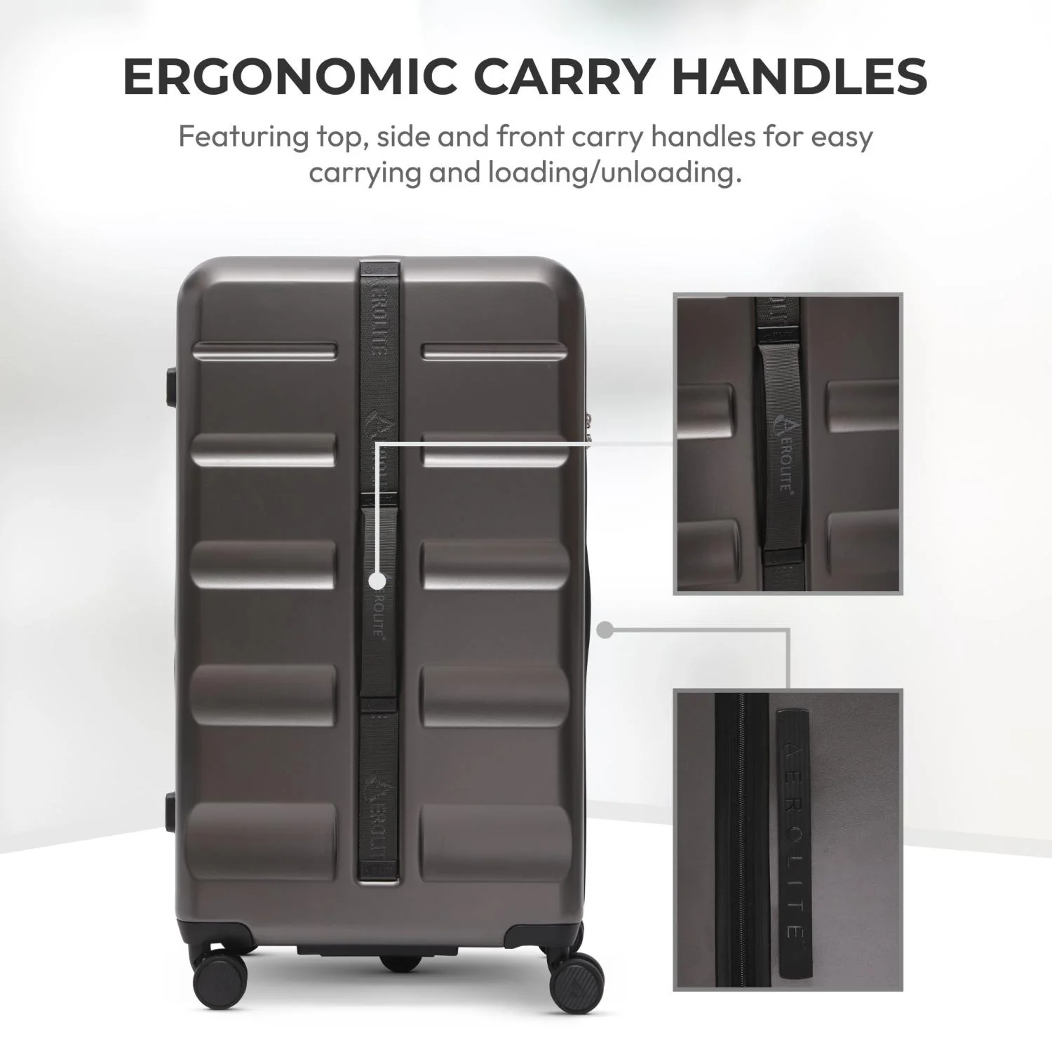 Aerolite 101L Extra Large Hard Shell Trunk Suitcase – Deep Packing, 4+1 Spinner Wheels, TSA Lock - Charcoal - Image 3