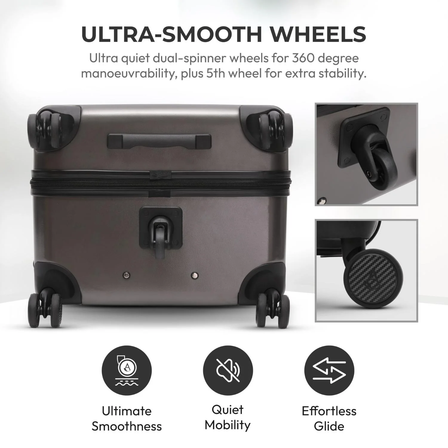 Aerolite 101L Extra Large Hard Shell Trunk Suitcase – Deep Packing, 4+1 Spinner Wheels, TSA Lock - Charcoal - Image 4
