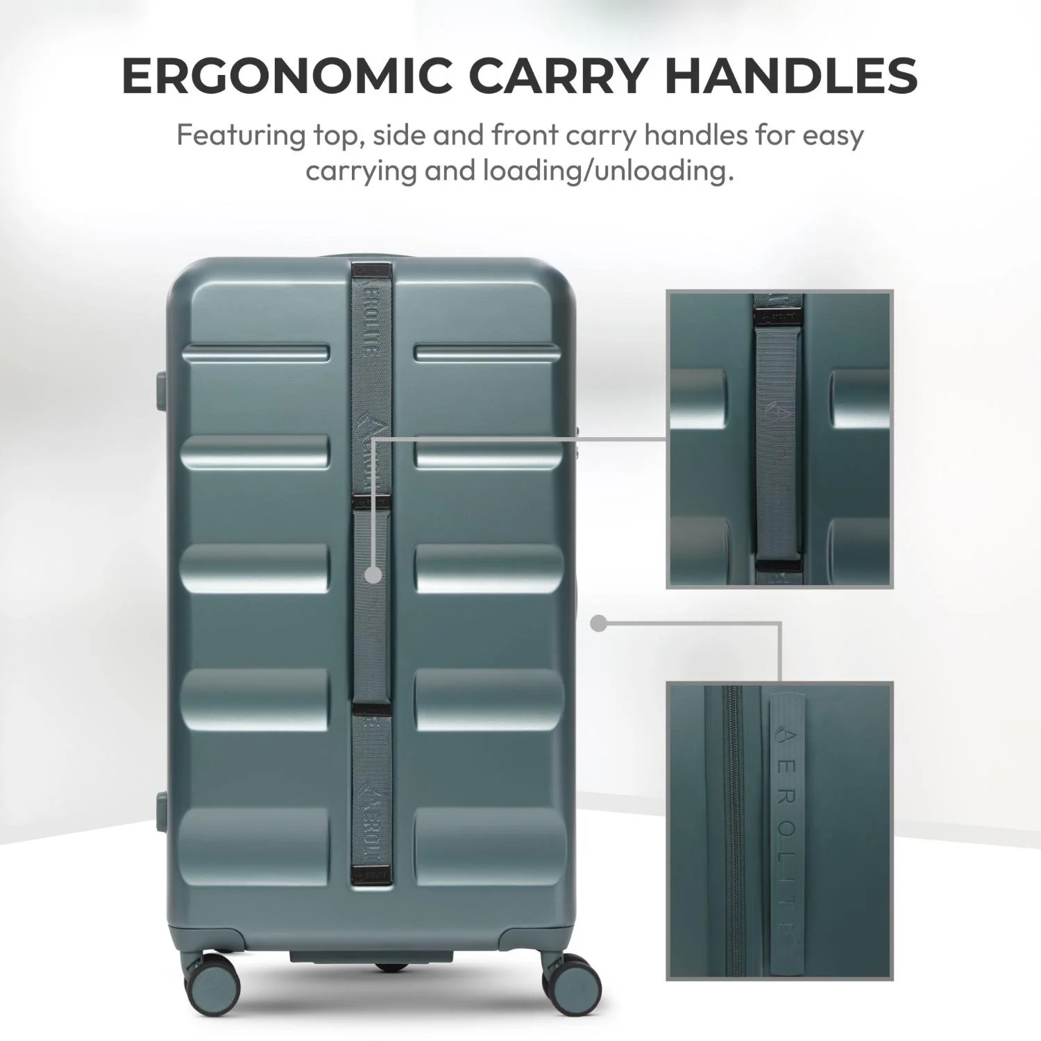 Aerolite 101L Extra Large Hard Shell Trunk Suitcase – Deep Packing, 4+1 Spinner Wheels, TSA Lock - Forest Green - Image 3