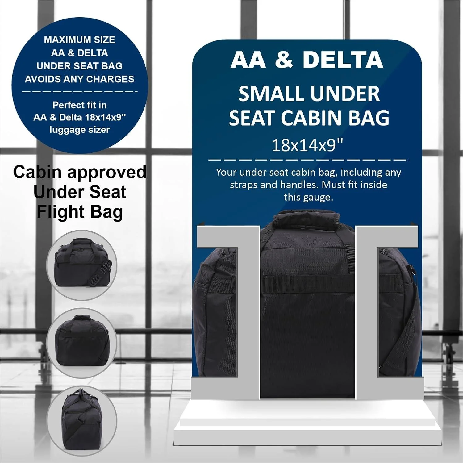 Aerolite 18x14x9” AA and Delta Maximum Size Cabin Bags with 5 Year Guarantee Foldable Carry On Premium Bag Holdall Small Lightweight Cabin Luggage Under seat Flight Travel Duffel Bag - Image 3