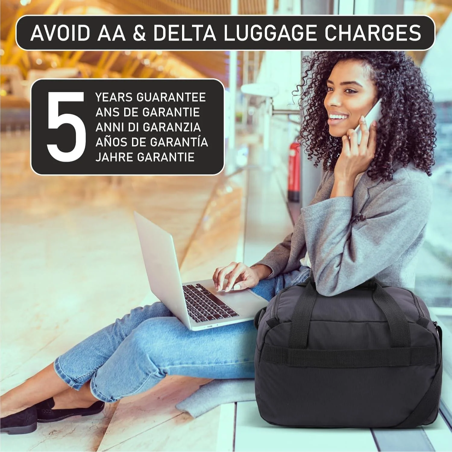 Aerolite 18x14x9” AA and Delta Maximum Size Cabin Bags with 5 Year Guarantee Foldable Carry On Premium Bag Holdall Small Lightweight Cabin Luggage Under seat Flight Travel Duffel Bag - Image 7