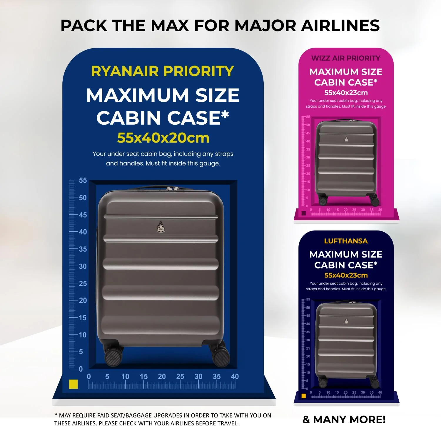 Aerolite Ryanair Priority Max Cabin Bag Bundle – Expandable 55x40x20/23cm Hard Shell Suitcase + 40x30x20cm Underseat Bag (Latest Ryanair Size), Airline-Approved Carry-On Luggage Set with TSA Lock - Image 8