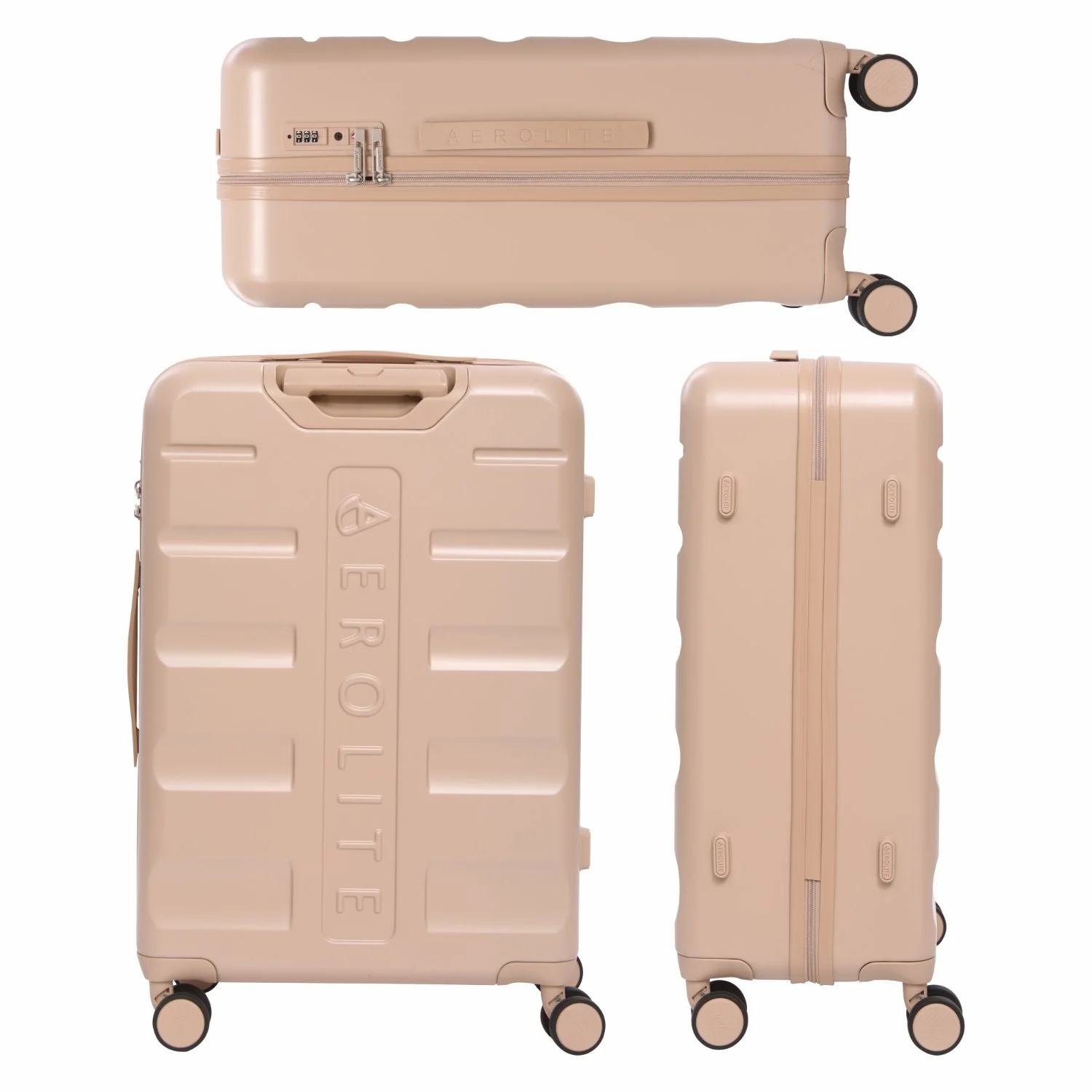 Aerolite 24” Medium 67L ABS-polycarbonate Check-In Suitcase – Lightweight Hard Shell Luggage with 4 Spinner Wheels, TSA Lock & Organised Interior – Beige - Image 5