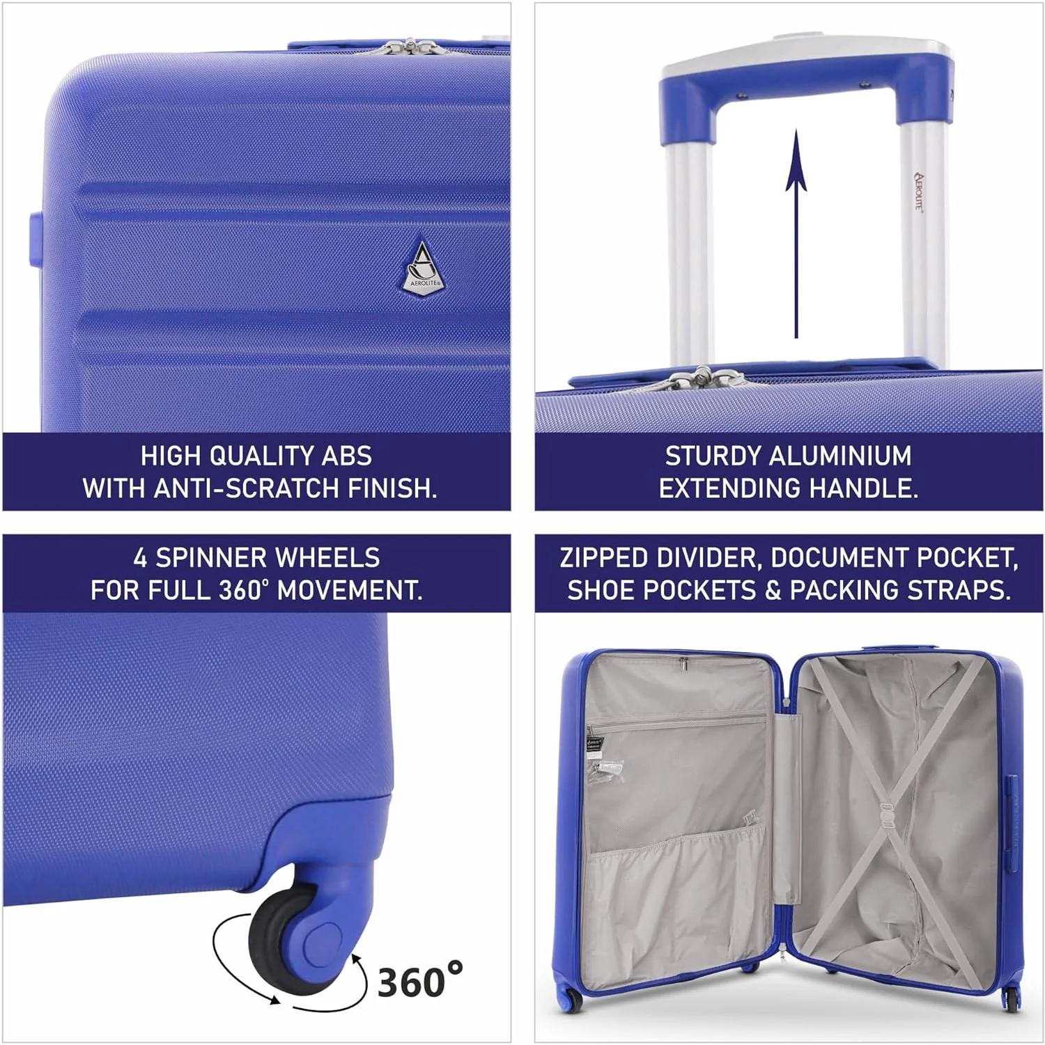 Aerolite 29" Large Lightweight Hard Shell Luggage Suitcase Spinner Suitcase with 4 Wheels, (79x58x31cm), 127L - Image 3