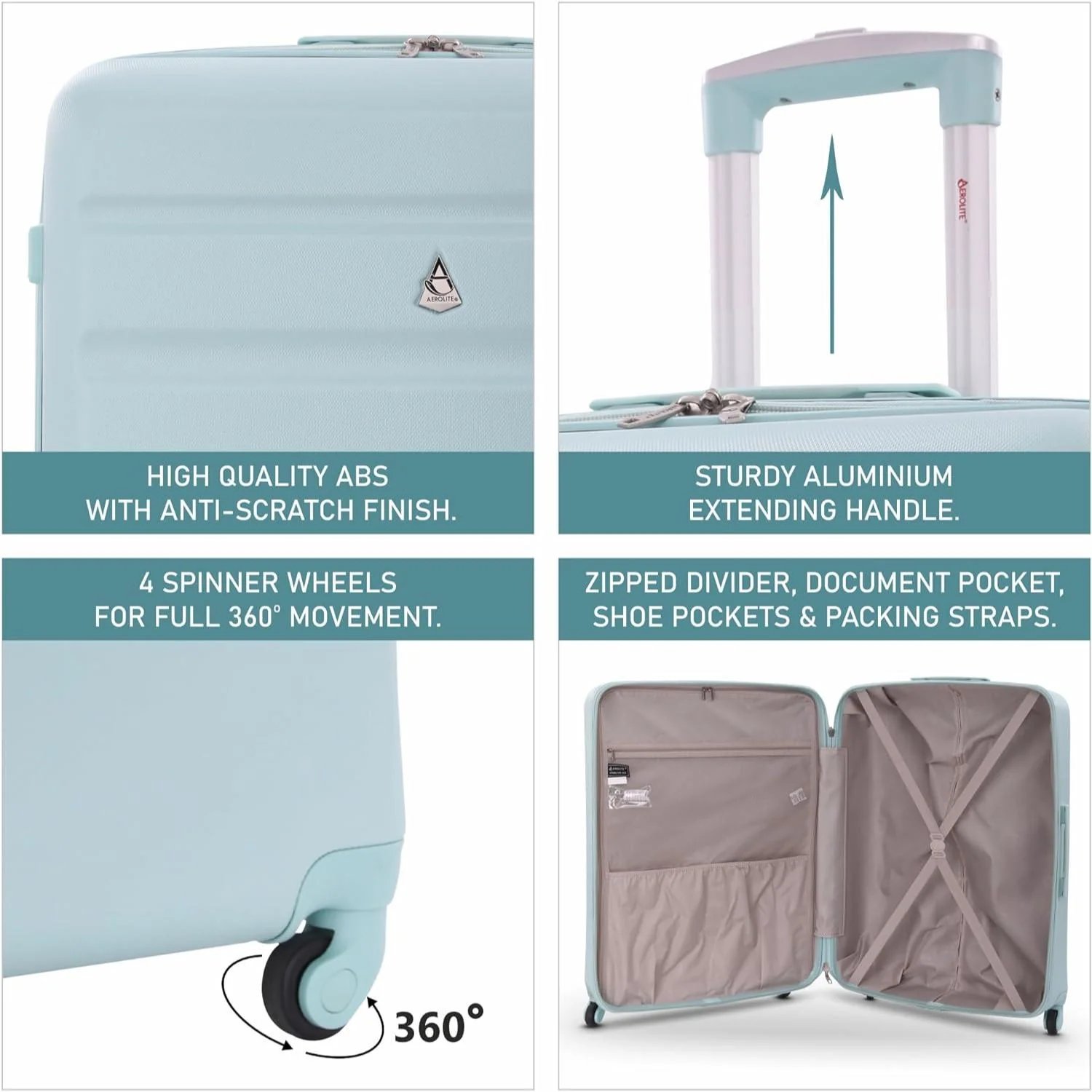 Aerolite 29" Large Lightweight Hard Shell Luggage Suitcase Spinner Suitcase with 4 Wheels, (79x58x31cm), 127L - Image 9