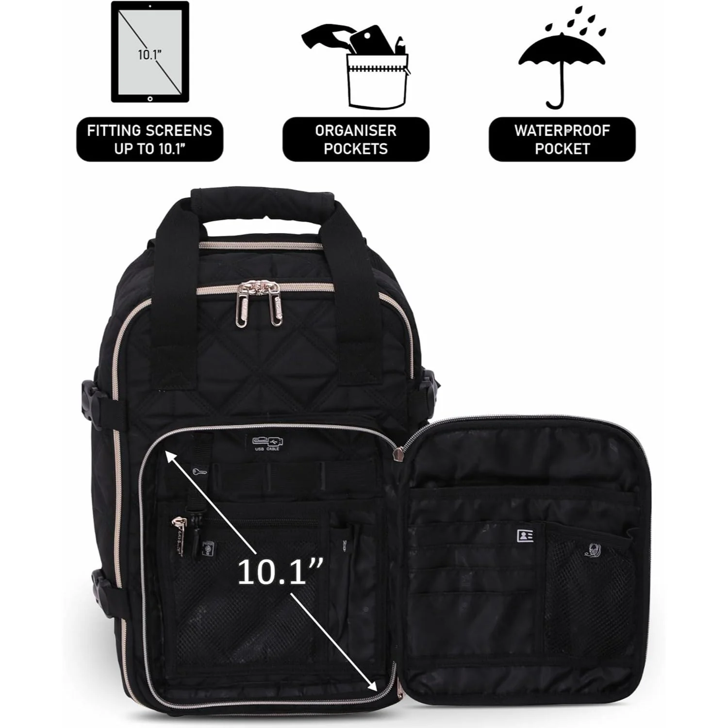 Aerolite 40x20x25cm Ryanair Approved Eco-Friendly Superior Premium Quality Backpack Trolley Bag with 2 Wheels, Extendable Handle, 10 Year Brand Warranty (Quilted) - Image 12