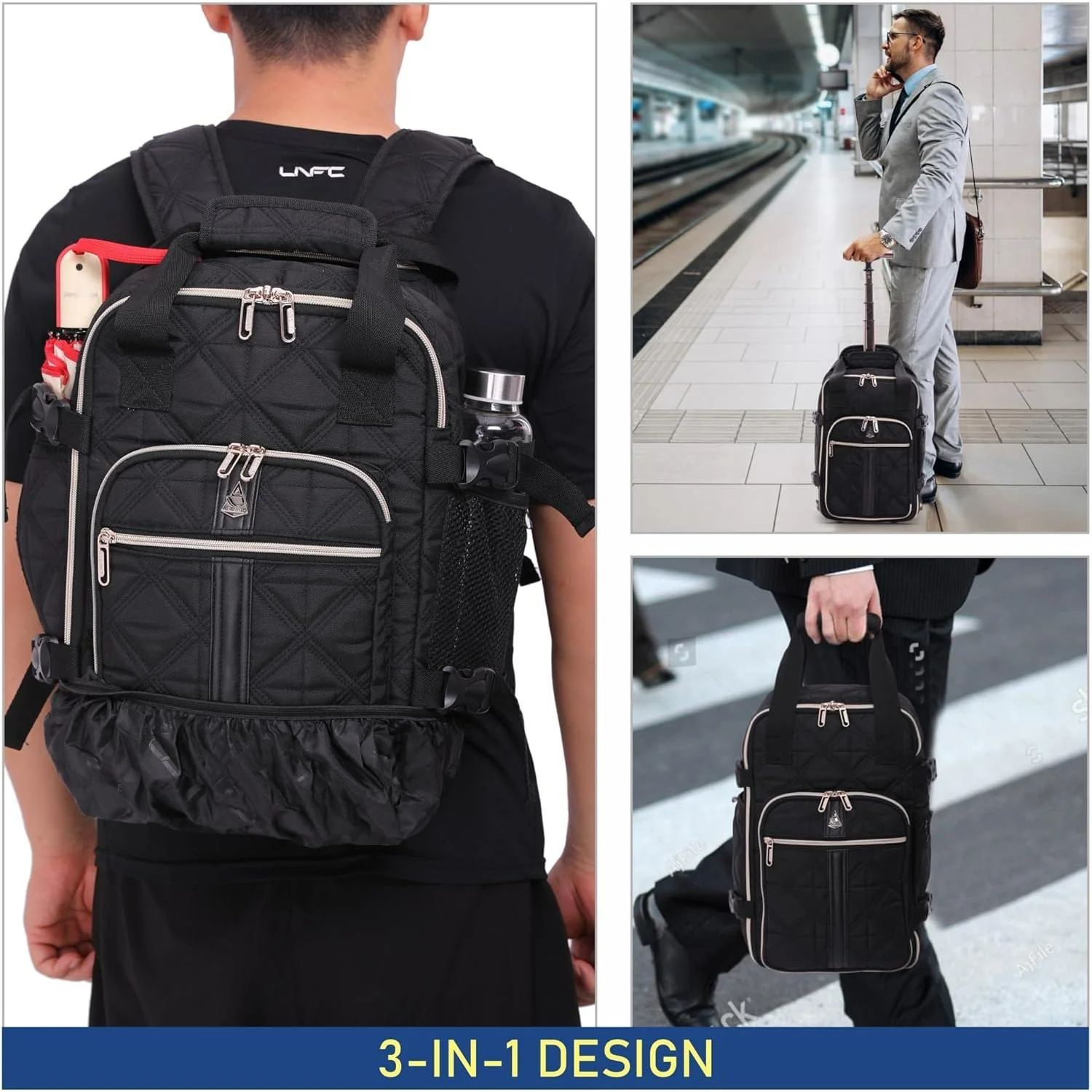Aerolite 40x20x25cm Ryanair Approved Eco-Friendly Superior Premium Quality Backpack Trolley Bag with 2 Wheels, Extendable Handle, 10 Year Brand Warranty (Quilted) - Image 15