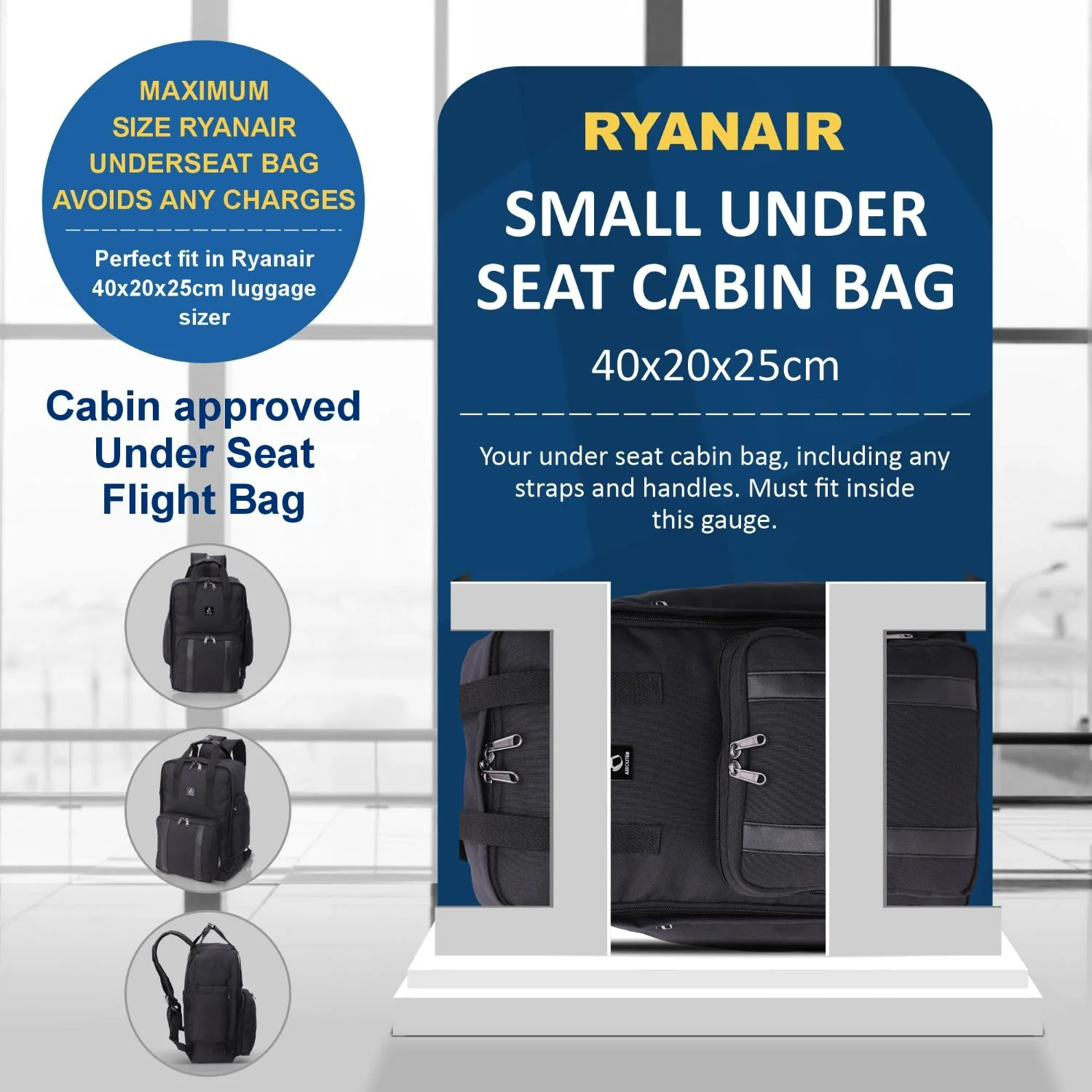 Aerolite 40x20x25cm Approved for Ryanair Premium Eco-Friendly Backpack With Removable Small Carry Pouch, Shower-Resistant Cabin Rucksack with 10 Years Brand Warranty - Image 4