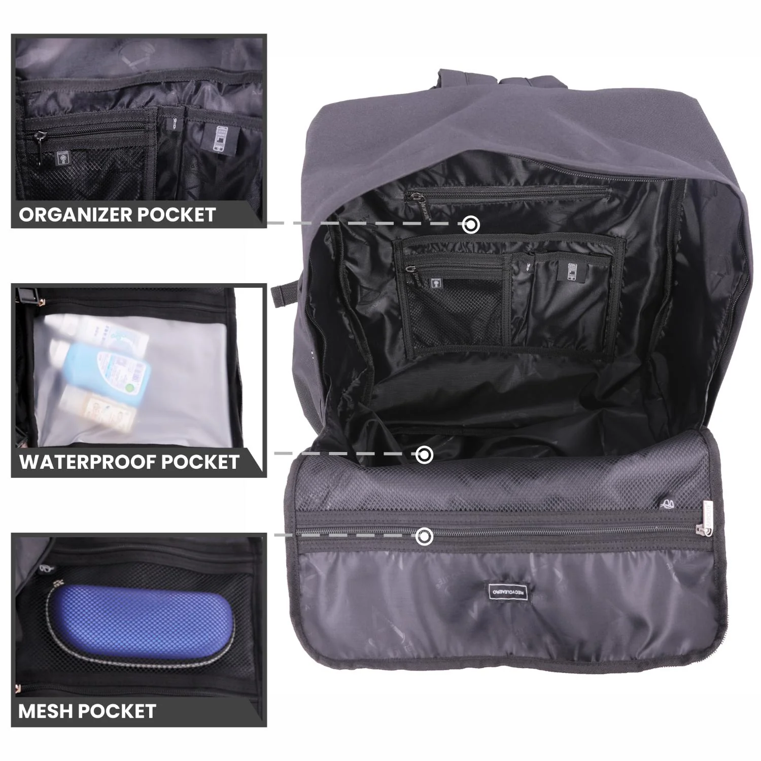Aerolite 40x20x25cm Approved for Ryanair Premium Eco-Friendly Backpack With Removable Small Carry Pouch, Shower-Resistant Cabin Rucksack with 10 Years Brand Warranty - Image 7