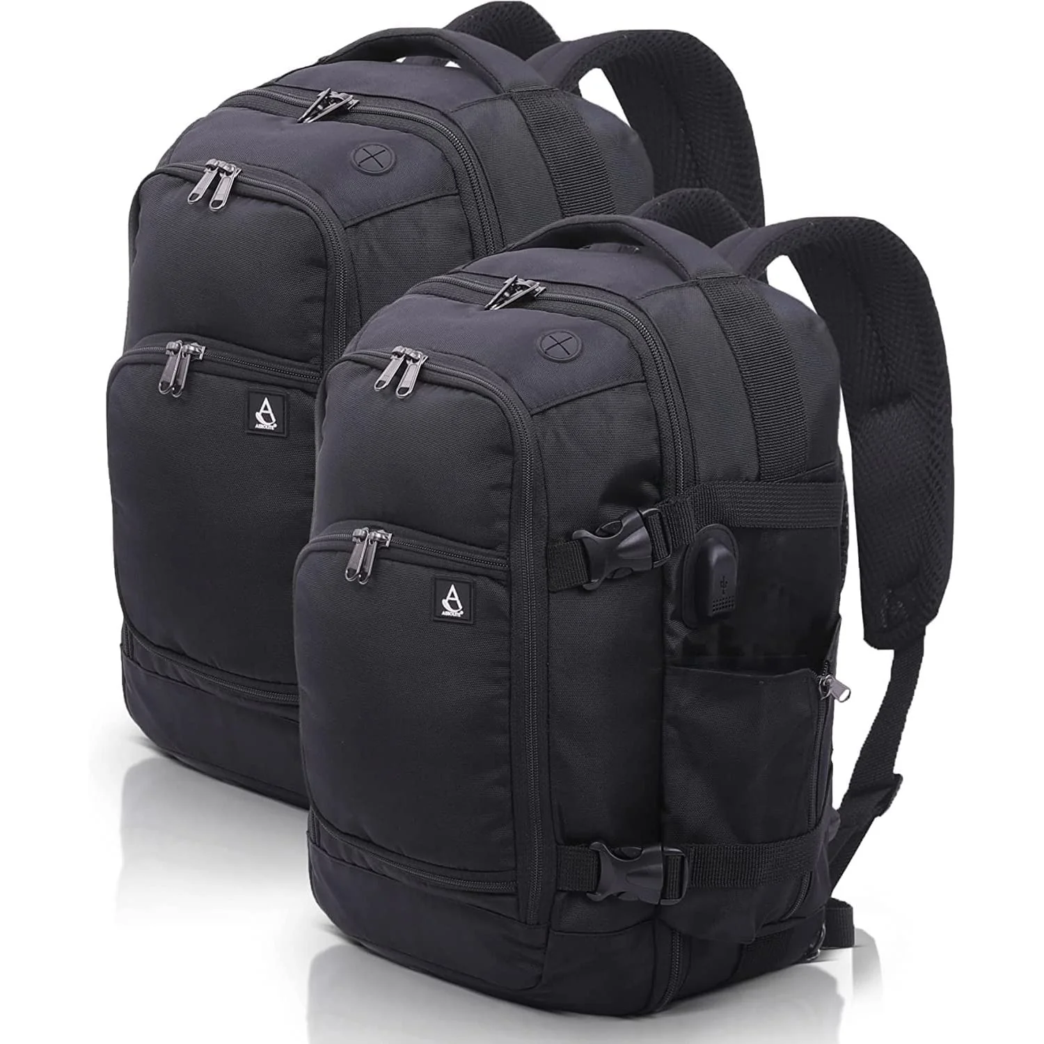Aerolite (40x20x25cm) Backpack/Rucksack Approved for Ryanair with YKK Zippers, Built-in USB Charging Port, Black - Image 11