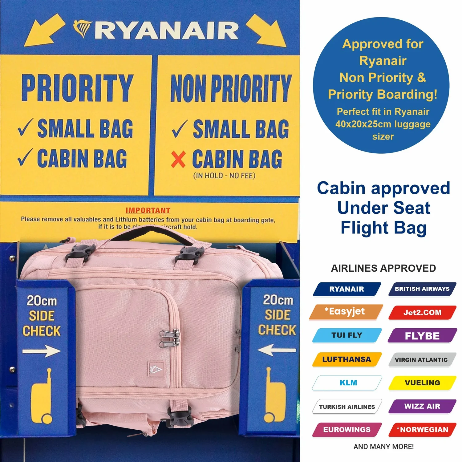Aerolite (40x20x25cm) Backpack/Rucksack Approved for Ryanair with YKK Zippers, Built-in USB Charging Port, Black - Image 15
