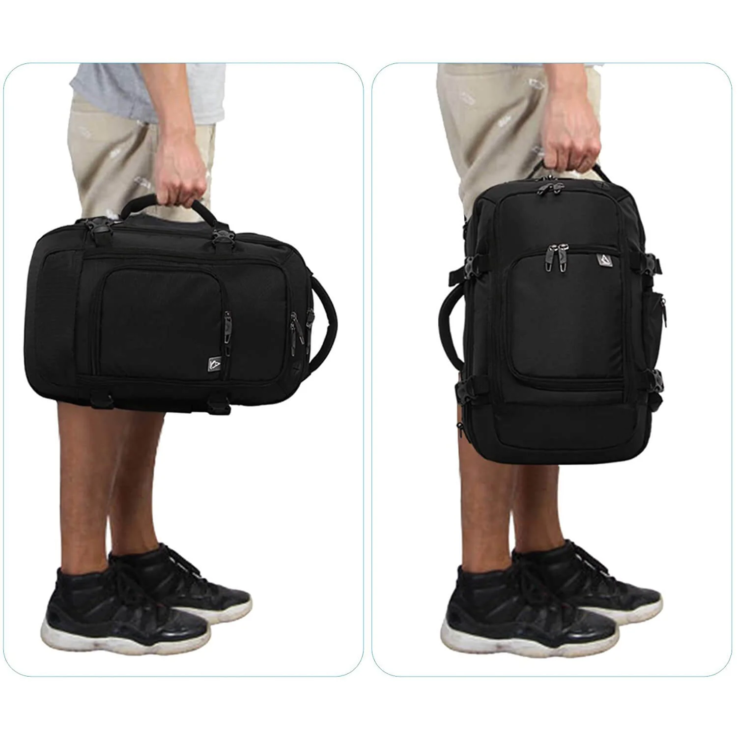 Aerolite (40x20x25cm) Backpack/Rucksack Approved for Ryanair with YKK Zippers, Built-in USB Charging Port, Black - Image 8