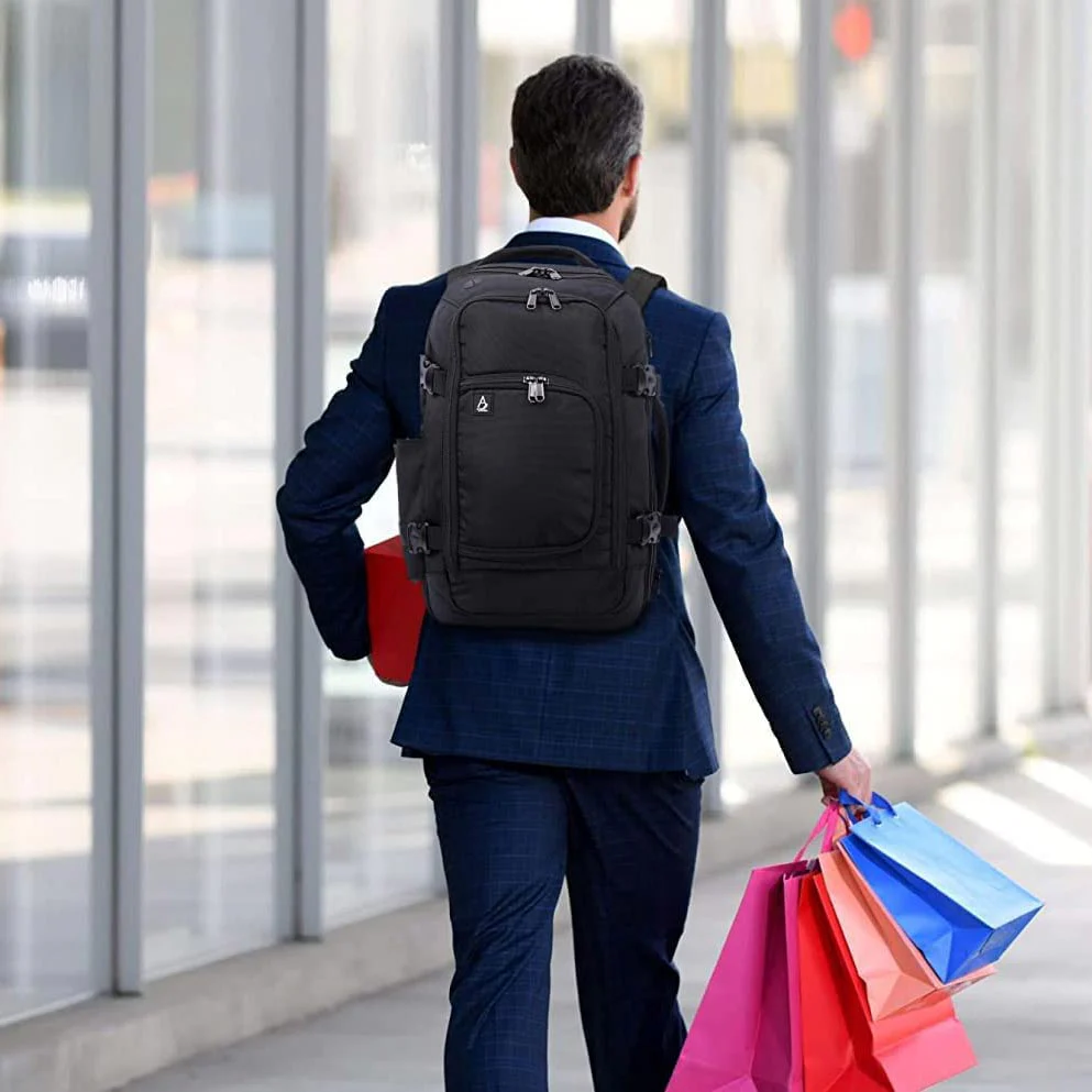 Aerolite (40x20x25cm) Backpack/Rucksack Approved for Ryanair with YKK Zippers, Built-in USB Charging Port, Black - Image 9