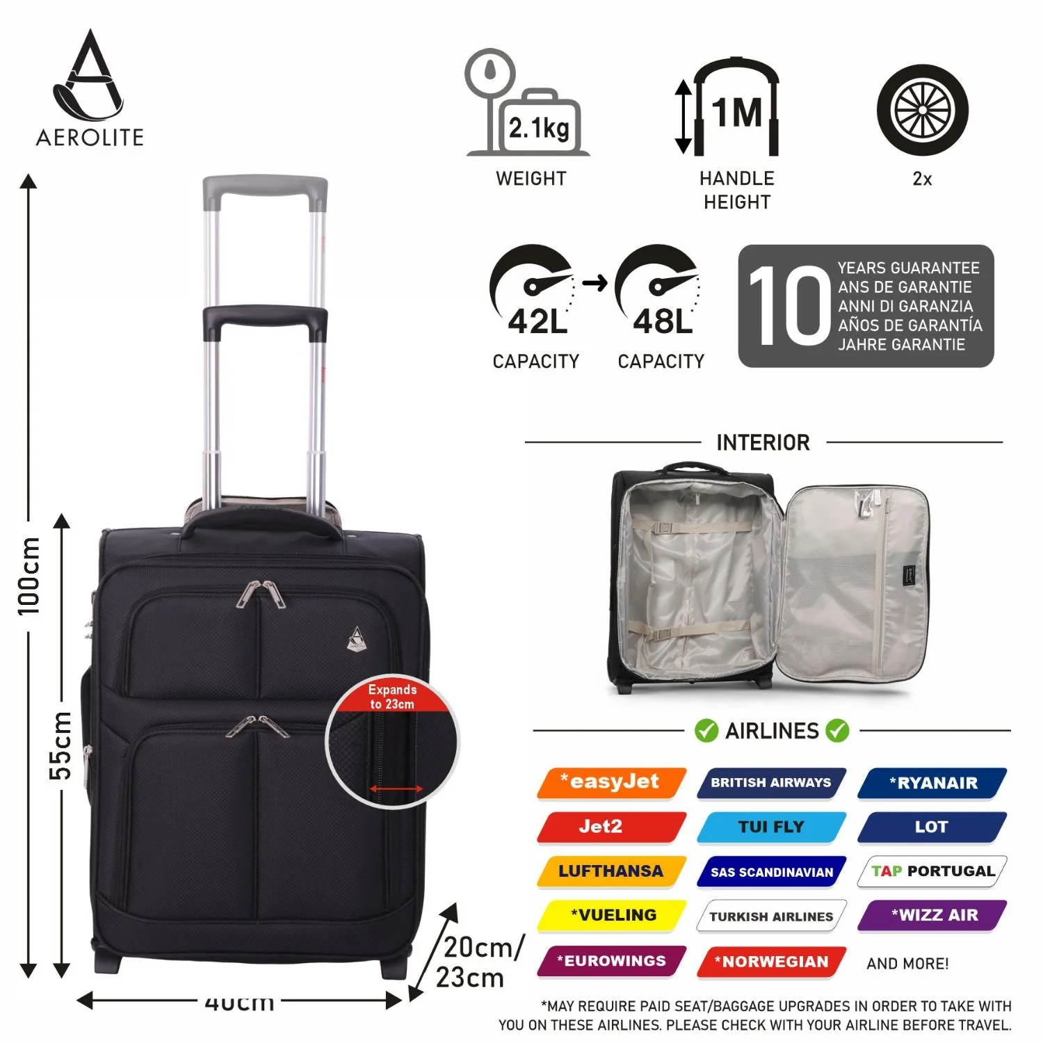 Aerolite 40x30x20cm Ryanair & Wizz Air Maximum Cabin Size Eco-Friendly Backpack ♻️ Lightweight Travel Bag with YKK Zippers & 10-Year Warranty - Image 12