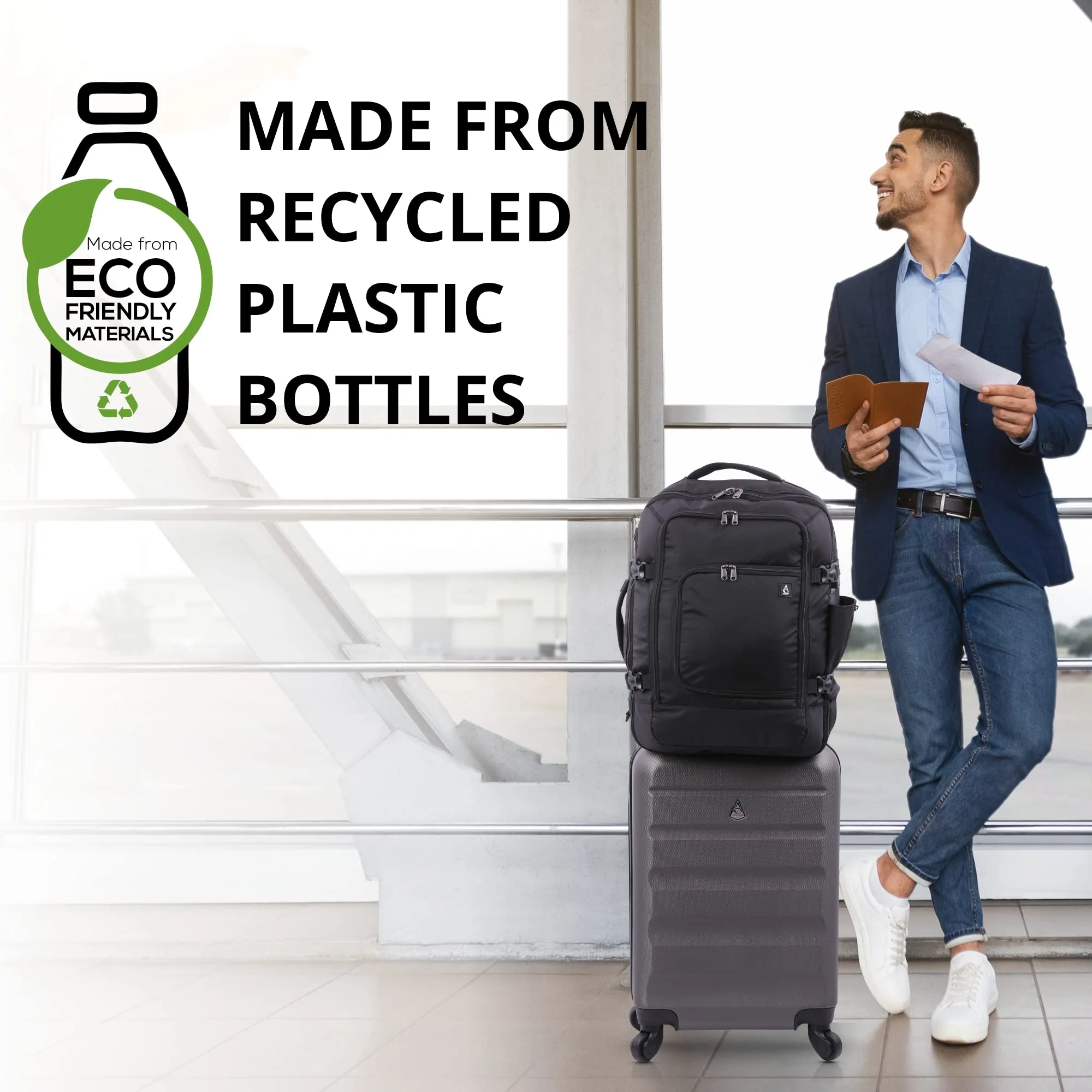 Aerolite 40x30x20cm Ryanair & Wizz Air Maximum Cabin Size Eco-Friendly Backpack ♻️ Lightweight Travel Bag with YKK Zippers & 10-Year Warranty - Image 7