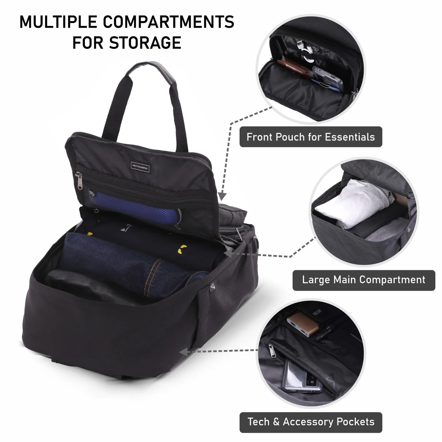Aerolite 40x30x20cm Ryanair & Wizz Air Maximum Cabin Backpack – 24L Travel Rucksack with Removable Shoulder Carry Pouch, Lightweight Carry On Hand Luggage Bag - Image 7