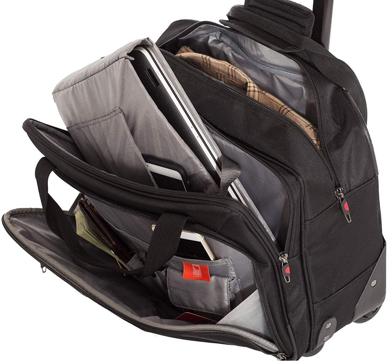Aerolite Premium Padded Business Laptop Roller Case with 2 Wheels Approved for Ryanair Priority Boarding, Easyjet Plus, BA and More Airlines. Fits up to 15.6 Inch Laptops (Black) - Image 3