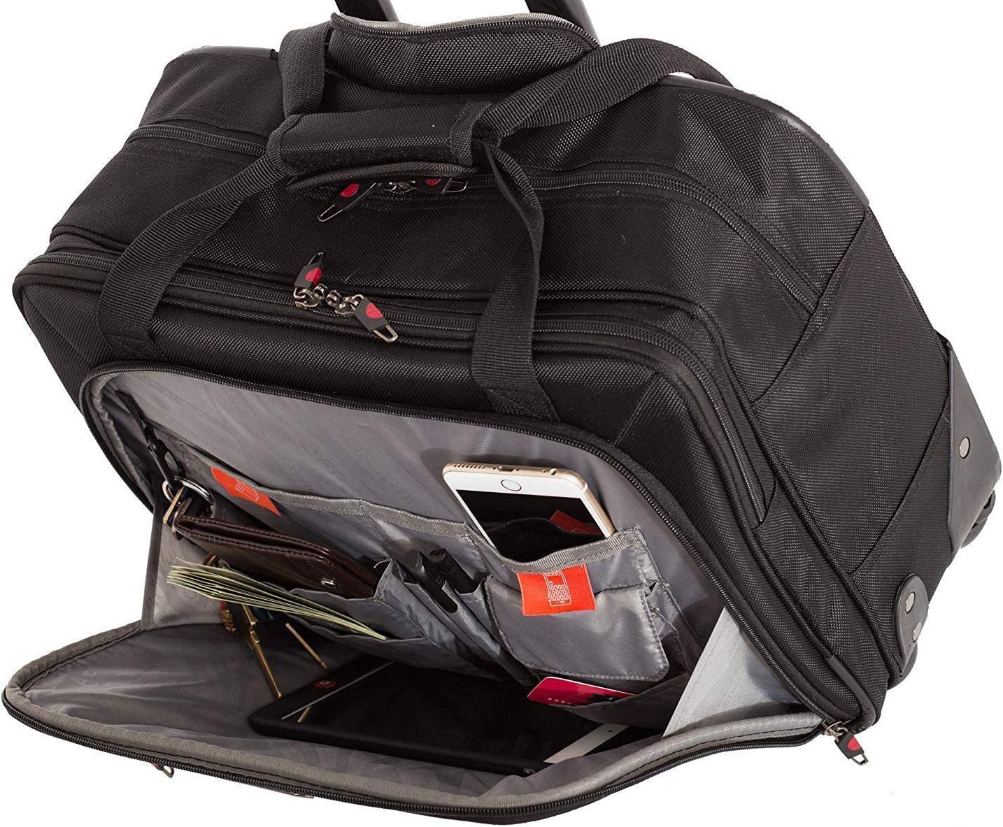 Aerolite Premium Padded Business Laptop Roller Case with 2 Wheels Approved for Ryanair Priority Boarding, Easyjet Plus, BA and More Airlines. Fits up to 15.6 Inch Laptops (Black) - Image 4