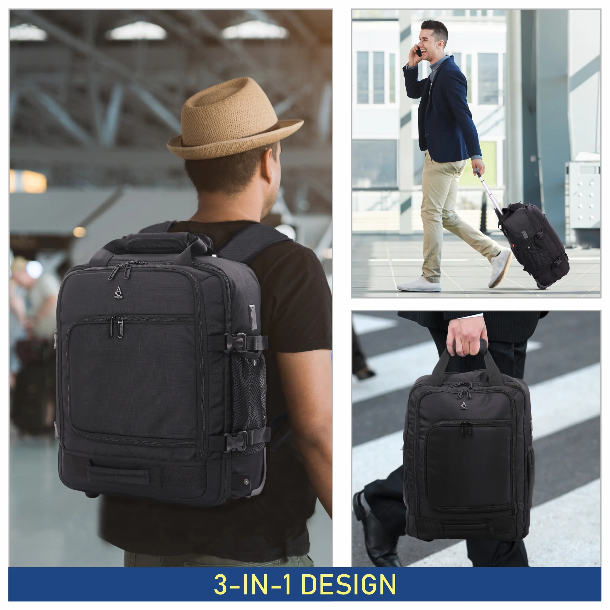 Aerolite 45x36x20cm Easyjet Maximum Size Premium Backpack Trolley Bag With 2 Wheels Recycled Eco-Friendly Cabin Luggage with Extendable Handle, 10 Year Warranty - Image 9
