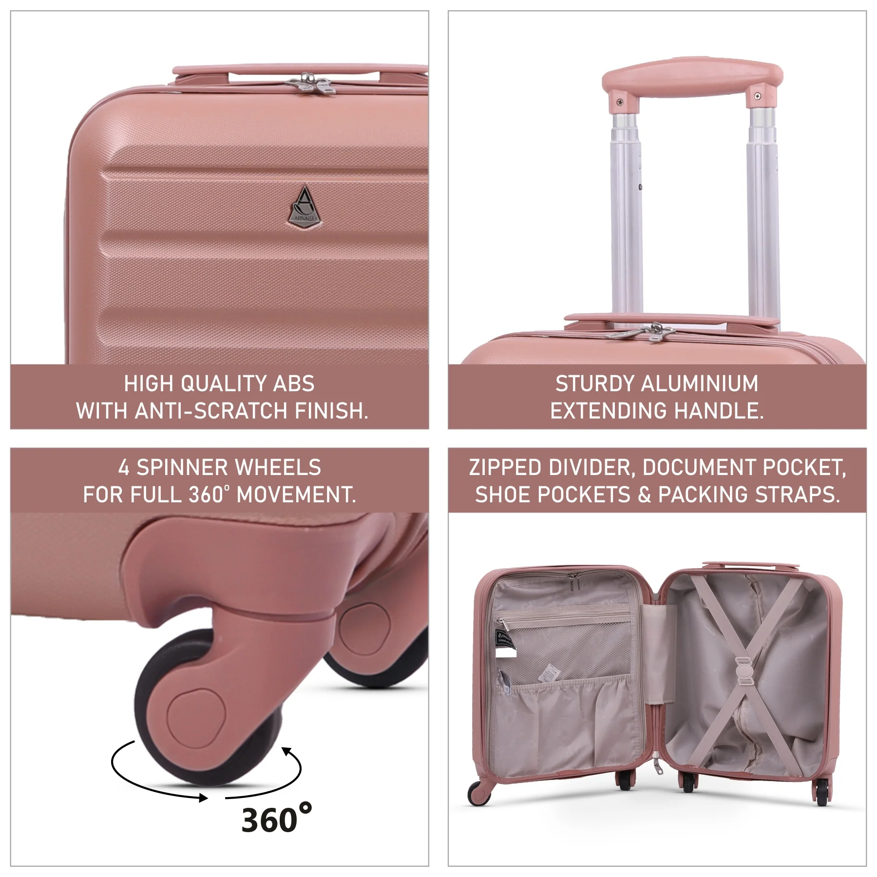 Aerolite 45x36x20cm Easyjet Maximum Cabin Size Carry On Suitcase With 8 Ultra Smooth Wheels, TSA Lock, Eco-Friendly Interior, SBS Zippers, 5 Years Warranty - Image 16