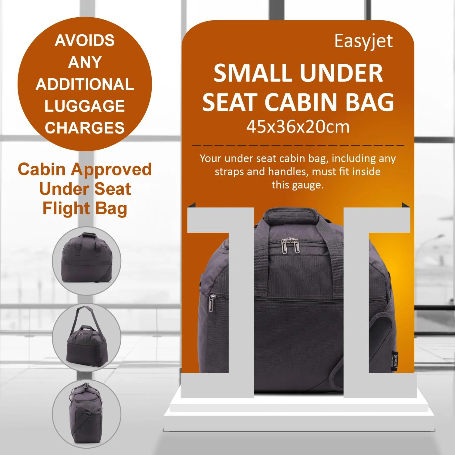 Aerolite Easyjet Maximum Size (45x36x20cm) Holdall New and Improved 2025 Cabin Luggage Under Seat Flight Bag - Image 12