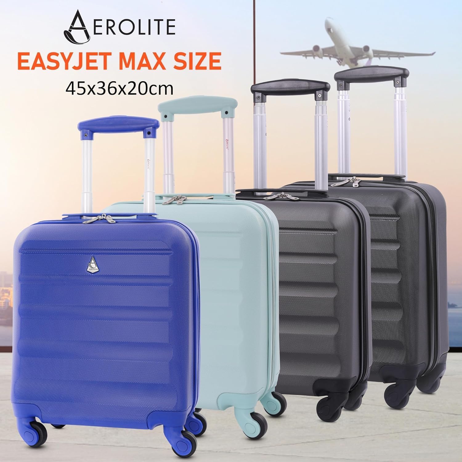 Aerolite 45x36x20cm Easyjet Maximum Size Hard Shell Carry On Hand Cabin Luggage Underseat Flight Suitcase with 4 Wheels - Image 15