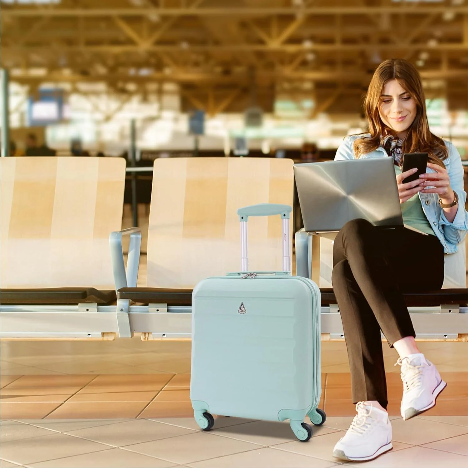 Aerolite 45x36x20cm Easyjet Maximum Size Hard Shell Carry On Hand Cabin Luggage Underseat Flight Suitcase with 4 Wheels - Image 9