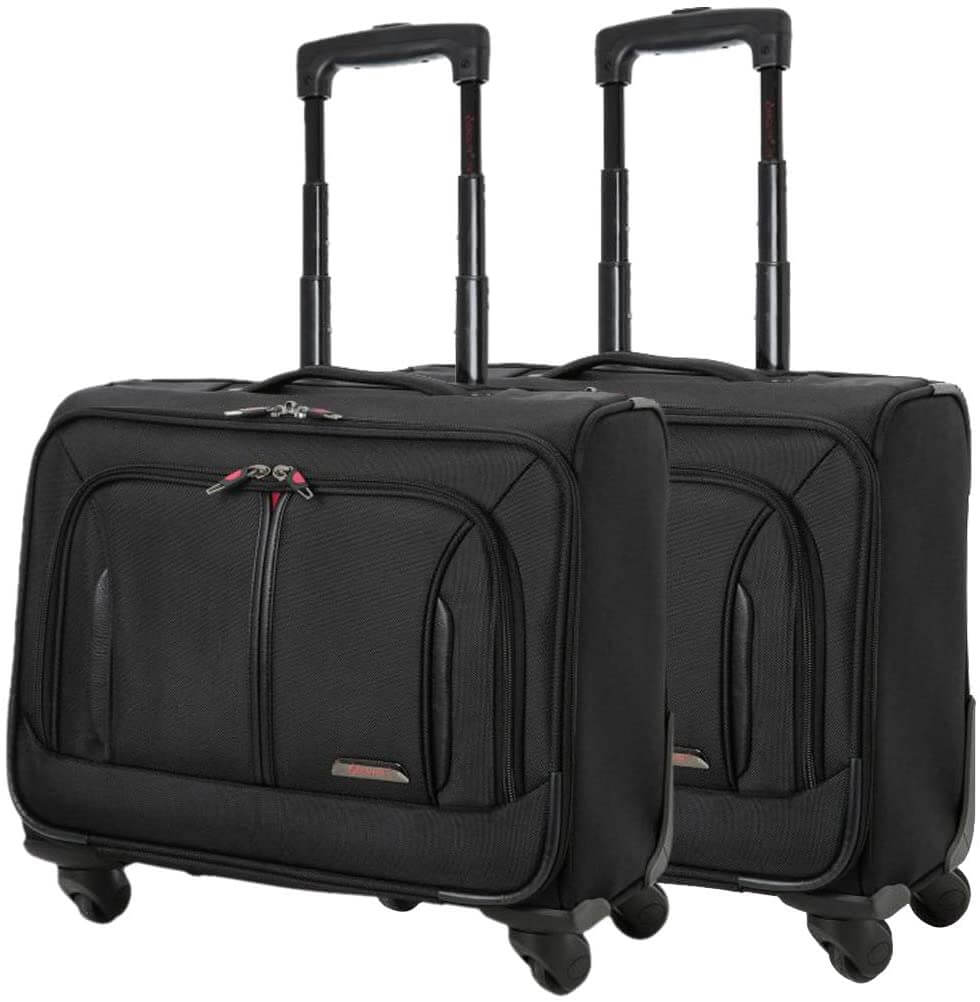 Aerolite Rolling Padded Laptop Case With 4 Wheels - Fits up to 15.6", Overnight Trolley Business Hand Cabin Luggage Case Easyjet Plus/Flexi/Up Front/Extra Legroom, British Airways & Jet2 Approved Black - Image 8