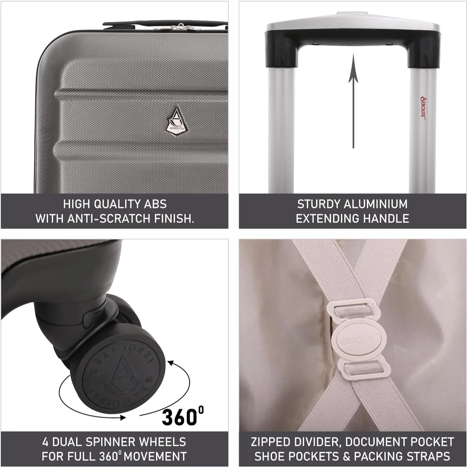 Aerolite Ryanair Bundle (55x35x20cm) Lightweight ABS Hard Shell Travel Carry On Cabin Suitcase + (40x20x25cm) Ryanair MAXIMUM Sized Holdall Cabin Bag - Image 7