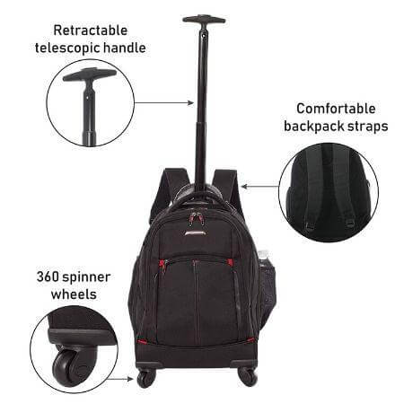 Aerolite (55x35x23cm) Executive 4 Wheel Mobile Trolley Backpack Business Hand Cabin Luggage (x2 Set) - Image 3