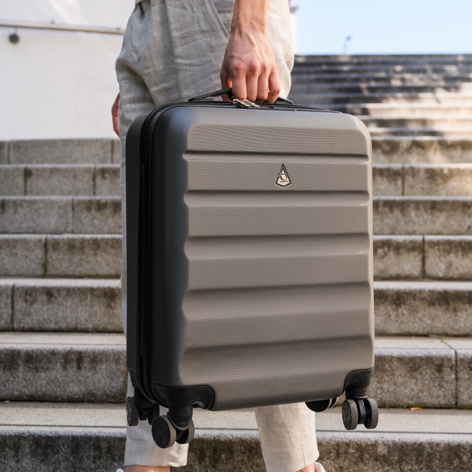 Aerolite (55x35x25cm) Hard Shell Carry On Hand Cabin Luggage Suitcase with 4 Wheels and Built-in TSA Combination Lock, Max Size for Air Europa, Air France, Alitalia, KLM & Transavia - Charcoal - Image 9