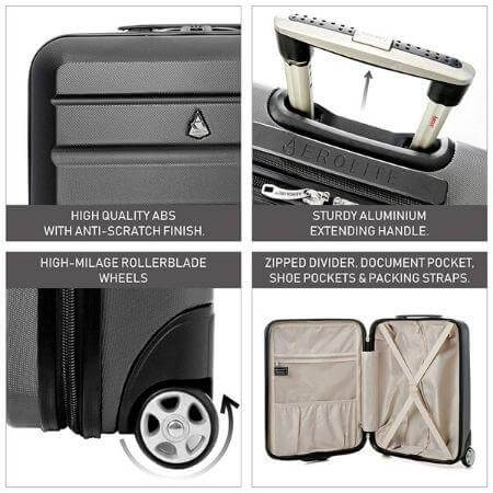 Aerolite (55x40x20cm) Lightweight Hard Shell Cabin Hand Luggage (x3 Set) - Image 3