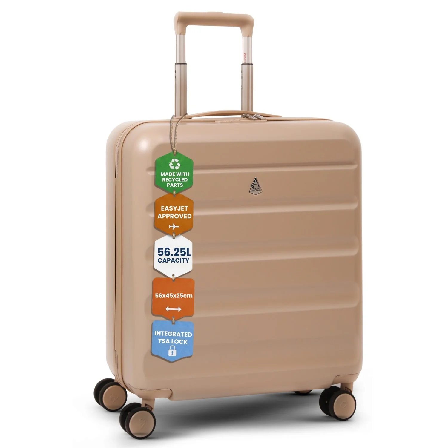 Aerolite 56x45x25cm Large Cabin Bag – Easyjet Large Cabin/Plus/Flexi, British Airways & Jet2 Maximum Cabin Luggage Size, Lightweight Hard Shell Suitcase with 8 Spinner Wheels, TSA Lock, 56L Capacity, 5-Year Warranty, Beige - Image 7