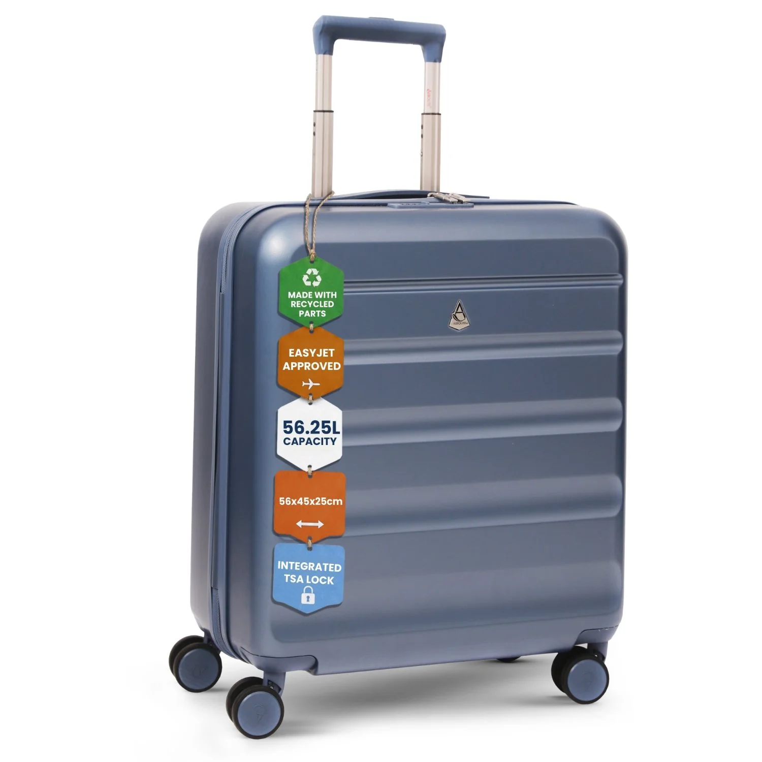 Aerolite 56x45x25cm Large Cabin Bag – Easyjet Large Cabin/Plus/Flexi, British Airways & Jet2 Maximum Cabin Luggage Size, Lightweight Hard Shell Suitcase with 8 Spinner Wheels, TSA Lock, 56L Capacity, 5-Year Warranty, Blue - Image 7