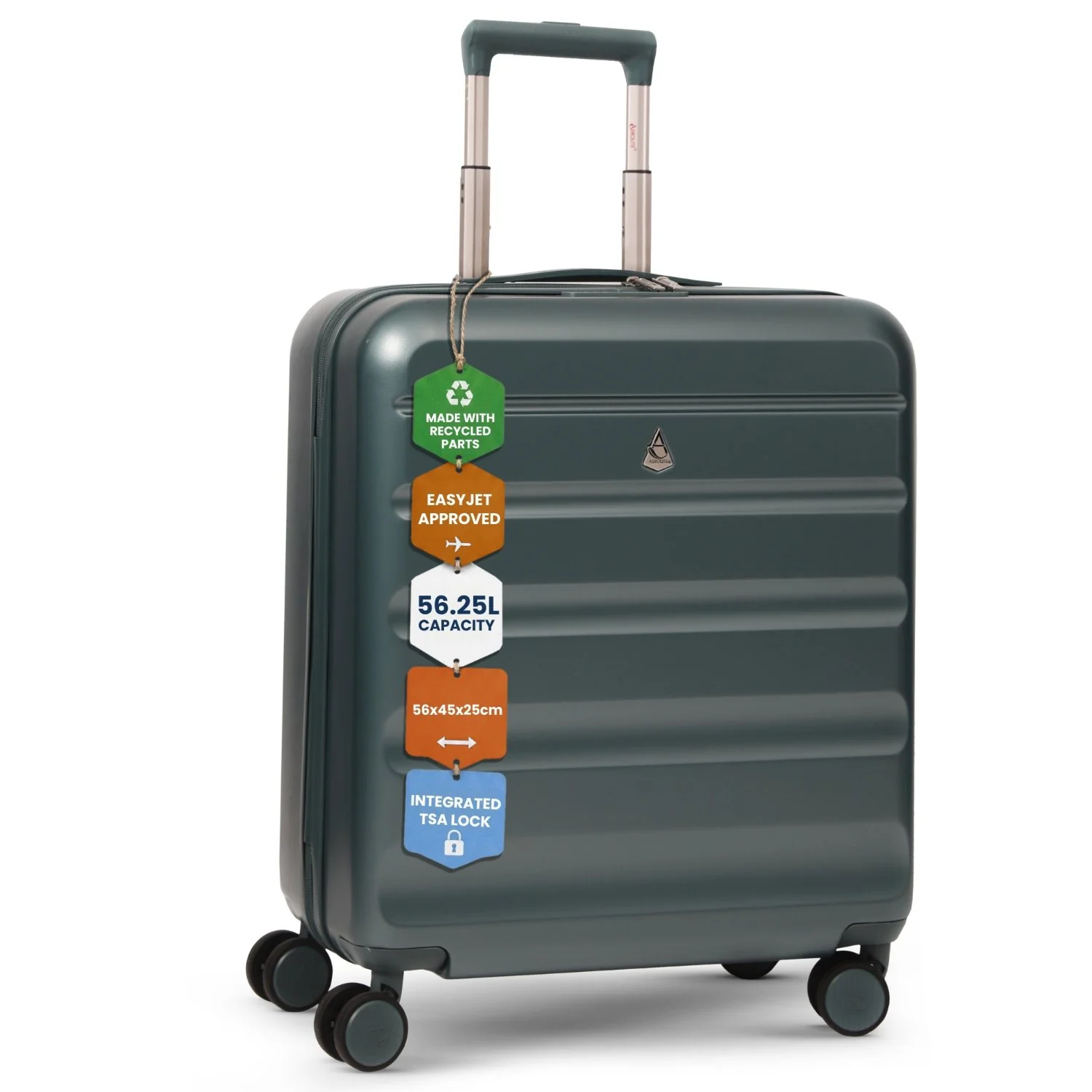 Aerolite 56x45x25cm Large Cabin Bag – Easyjet Large Cabin/Plus/Flexi, British Airways & Jet2 Maximum Cabin Luggage Size, Lightweight Hard Shell Suitcase with 8 Spinner Wheels, TSA Lock, 56L Capacity, 5-Year Warranty, Forest Green - Image 7