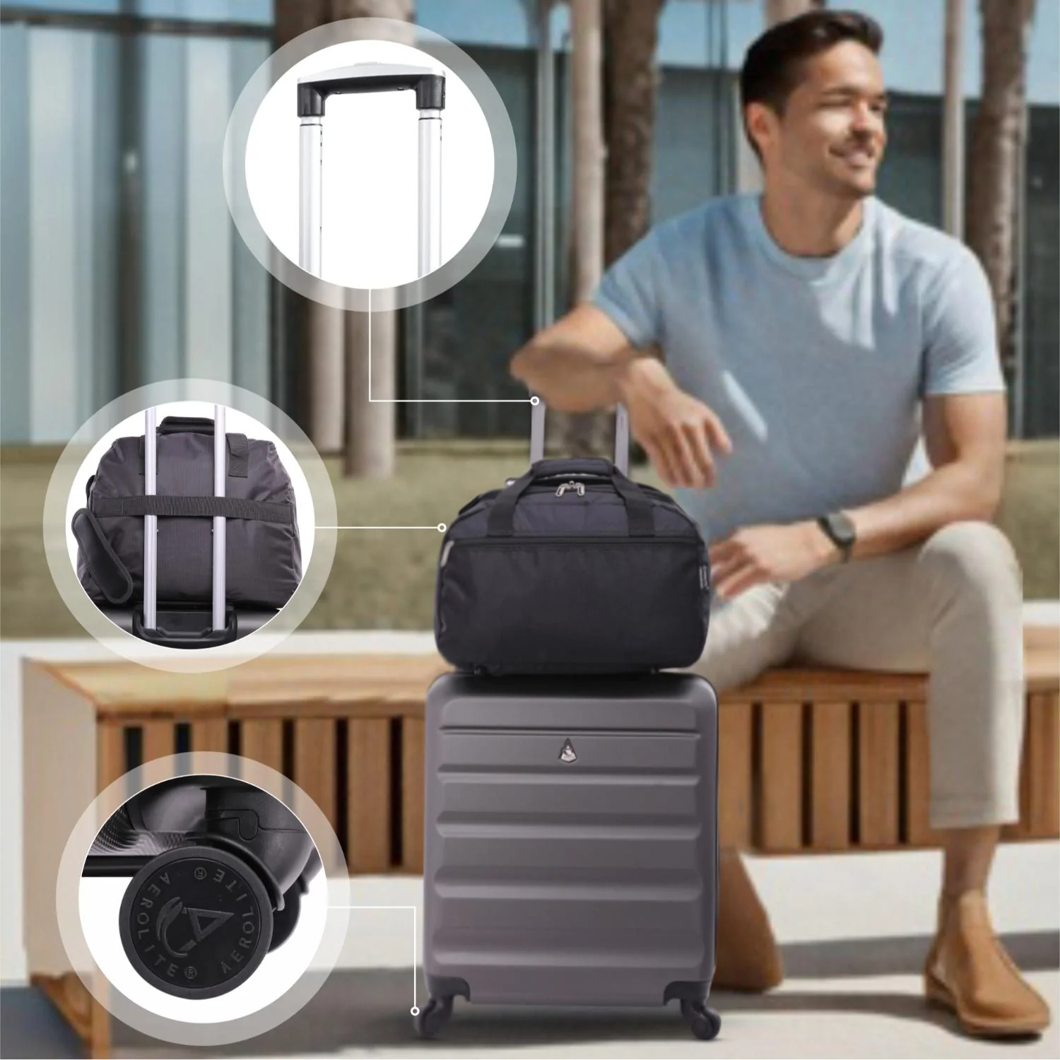 Aerolite 56x45x25cm Easyjet Large Cabin, British Airways, Jet2 Maximum Allowance 8 Wheel Suitcase, Ultra Lightweight Carry On Hand Cabin Luggage Suitcase with Built-In TSA Approved Lock, 57L Capacity - Image 8