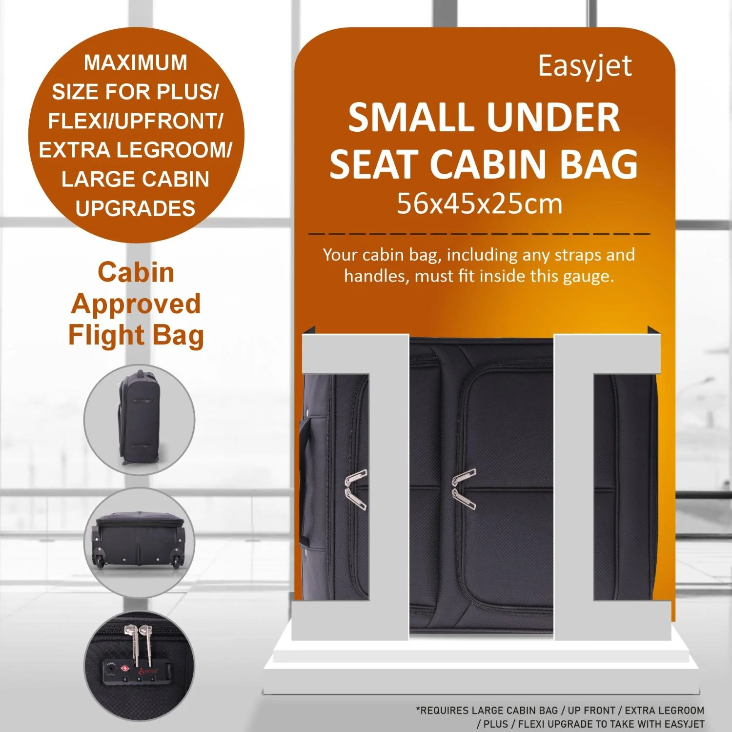 Aerolite 56x45x25cm Easyjet Large Cabin, British Airways Jet2 Maximum Allowance Lightweight 2 Wheel Carry On Hand Cabin Luggage Bag Suitcase 56x45x25 with TSA Approved Lock Black - Image 3
