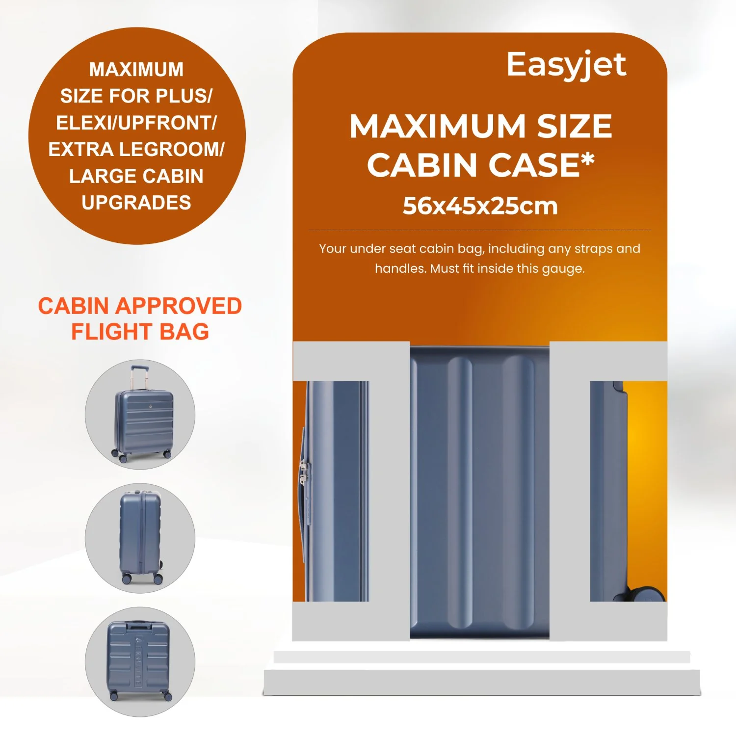 Aerolite 56x45x25cm Large Cabin Bag – Easyjet Large Cabin/Plus/Flexi, British Airways & Jet2 Maximum Cabin Luggage Size, Lightweight Hard Shell Suitcase with 8 Spinner Wheels, TSA Lock, 56L Capacity, 5-Year Warranty, Blue (Set of 2) - Image 6
