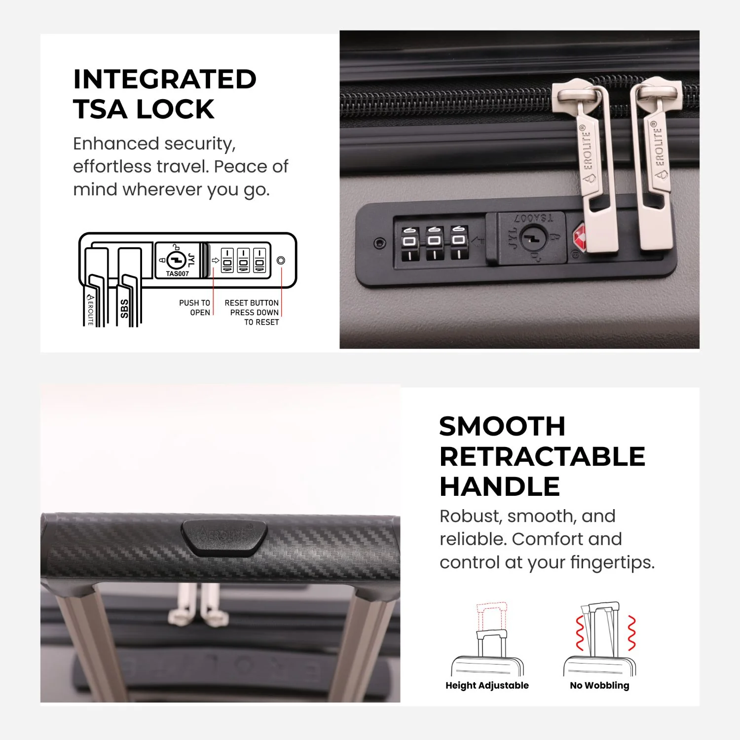 Aerolite 56x45x25cm Large Cabin Bag – Easyjet Large Cabin/Plus/Flexi, British Airways & Jet2 Maximum Cabin Luggage Size, Lightweight Hard Shell Suitcase with 8 Spinner Wheels, TSA Lock, 56L Capacity, 5-Year Warranty, Charcoal (Set of 2) - Image 5