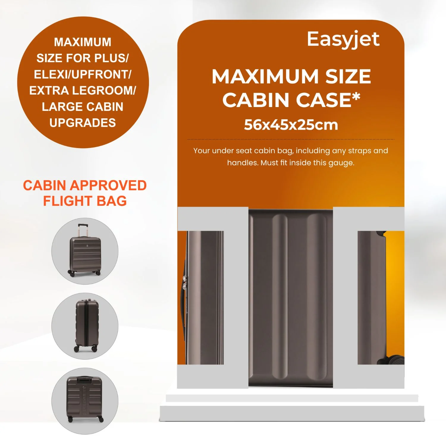 Aerolite 56x45x25cm Large Cabin Bag – Easyjet Large Cabin/Plus/Flexi, British Airways & Jet2 Maximum Cabin Luggage Size, Lightweight Hard Shell Suitcase with 8 Spinner Wheels, TSA Lock, 56L Capacity, 5-Year Warranty, Charcoal (Set of 2) - Image 6