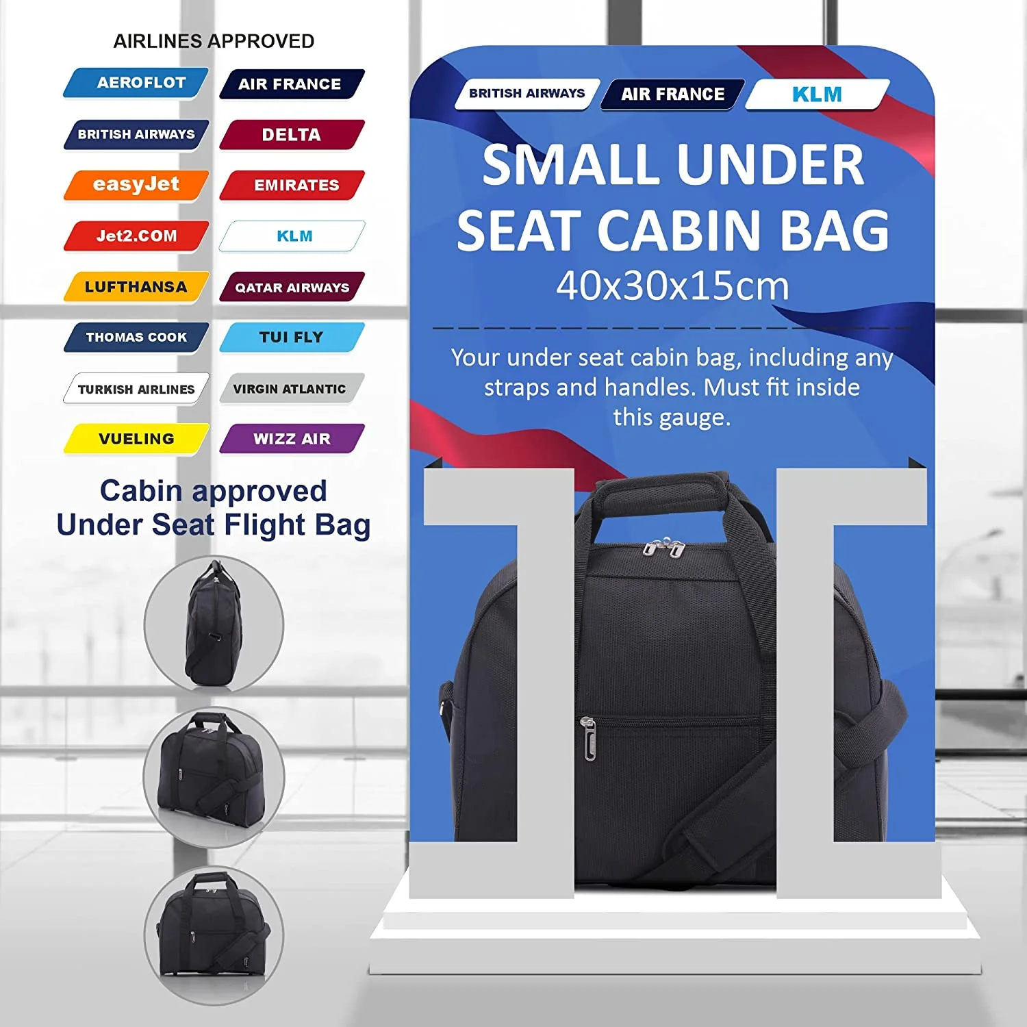 Aerolite British Airways Maximum Size Bundle, 56x45x25cm Large Cabin Softshell Suitcase & 40x30x15cm Under Seat Holdall - Image 9