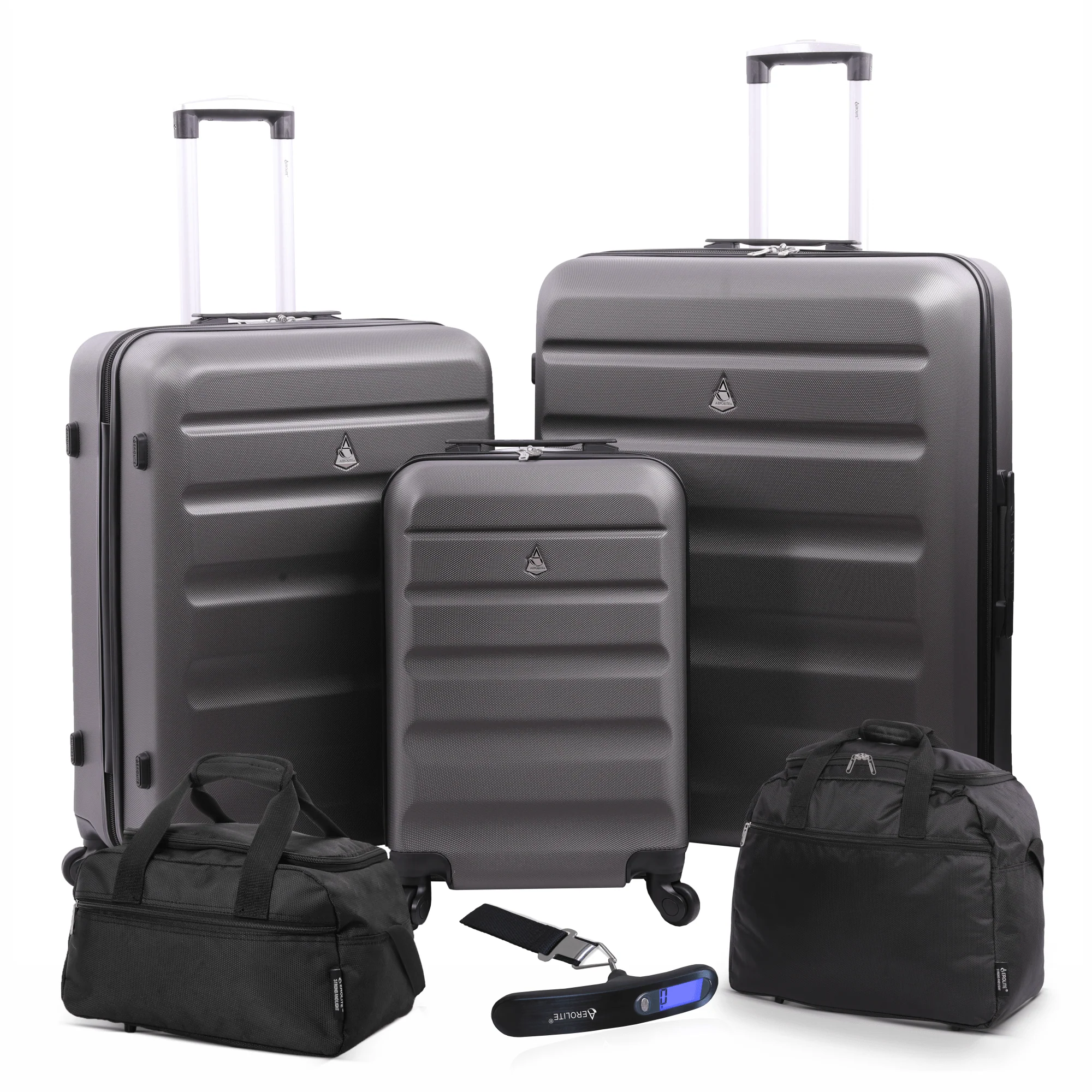 Aerolite Ultimate Mega 6 Piece Luggage Set, 3 Piece Suitcases (21"+25"+29"), Ryanair (40x20x25cm) & easyJet (45x36x20cm) Max Holdall, Digital Luggage Scale