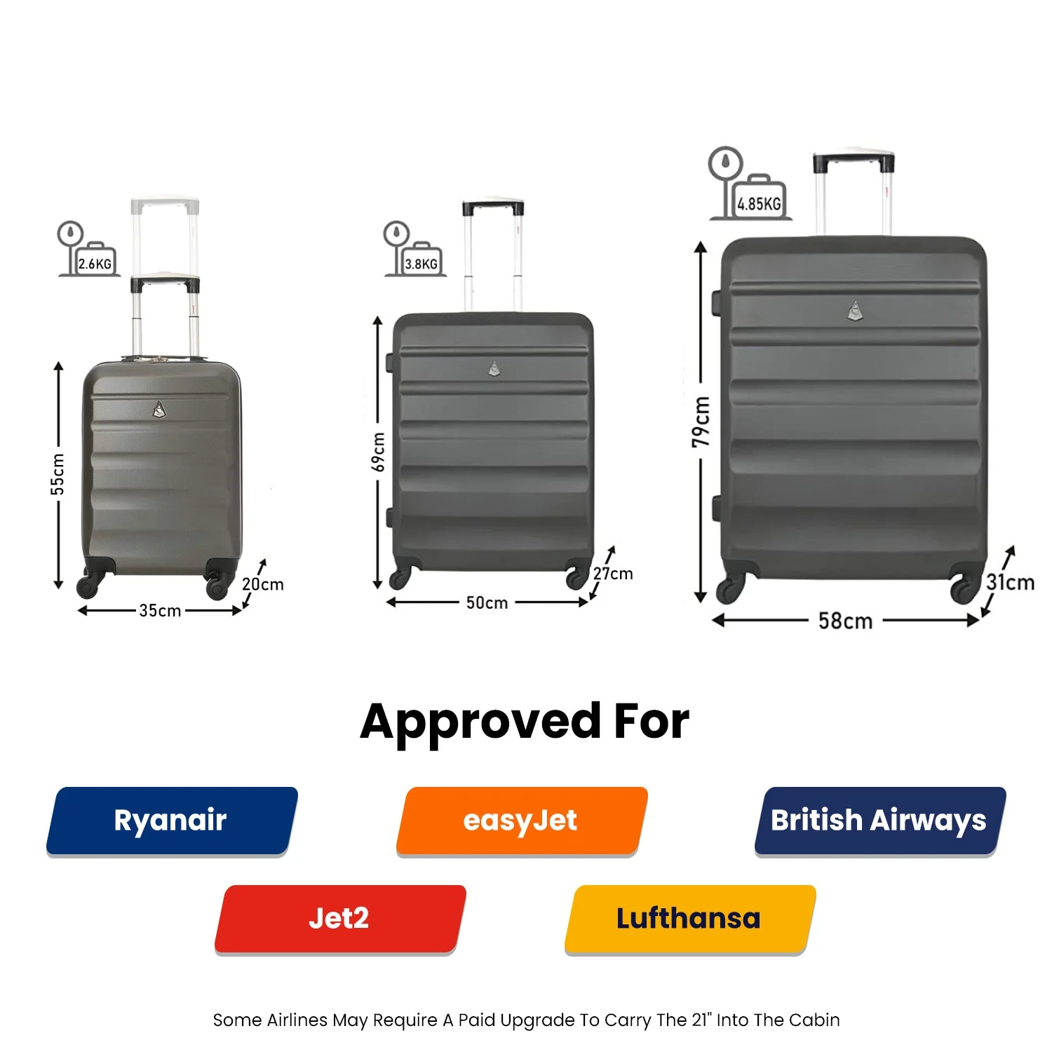 Aerolite Ultimate Mega 6 Piece Luggage Set, 3 Piece Suitcases (21"+25"+29"), Ryanair (40x20x25cm) & easyJet (45x36x20cm) Max Holdall, Digital Luggage Scale - Image 4