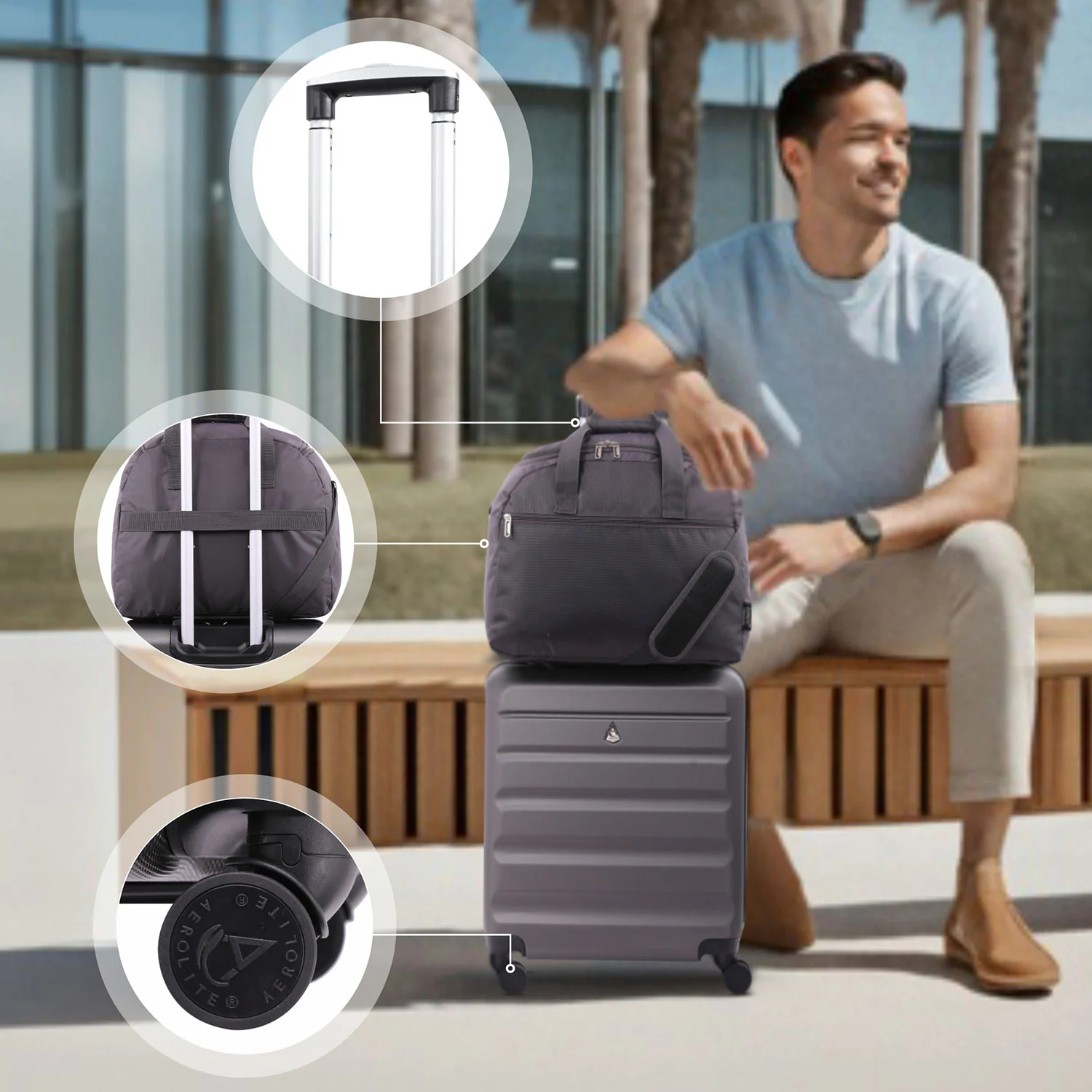 Aerolite Easyjet Bundle, Large Cabin (56x45x25cm) Lightweight Hard Shell Cabin Suitcase & (45x36x20cm) Easyjet Max Holdall - Image 16