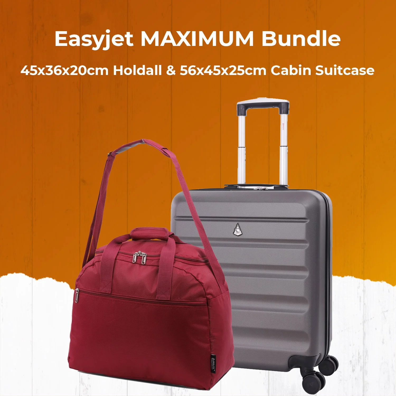 Aerolite Easyjet Bundle, Large Cabin (56x45x25cm) Lightweight Hard Shell Cabin Suitcase & (45x36x20cm) Easyjet Max Holdall - Image 3