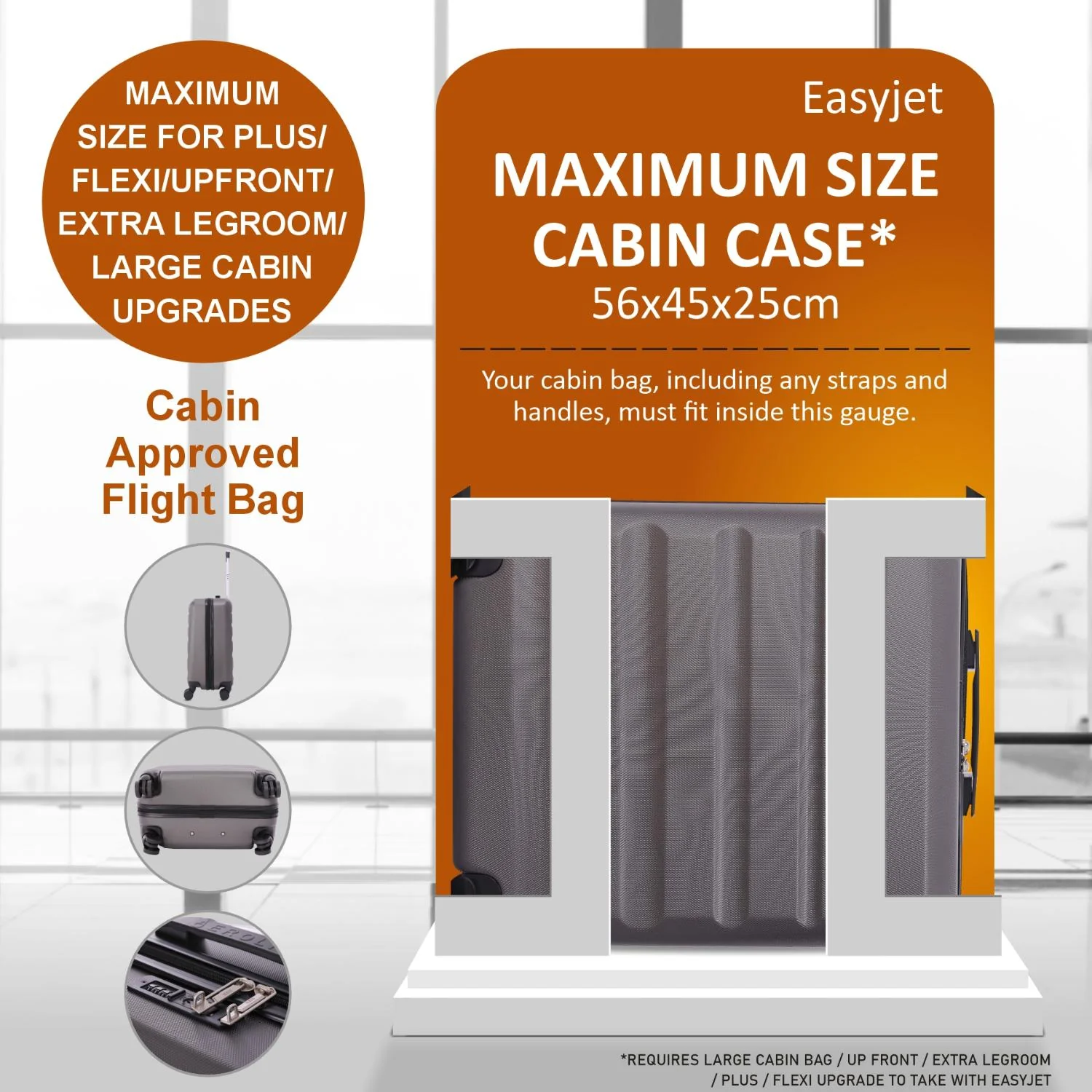 Aerolite Easyjet Bundle, Large Cabin (56x45x25cm) Lightweight Hard Shell Cabin Suitcase & (45x36x20cm) Easyjet Max Holdall - Image 7